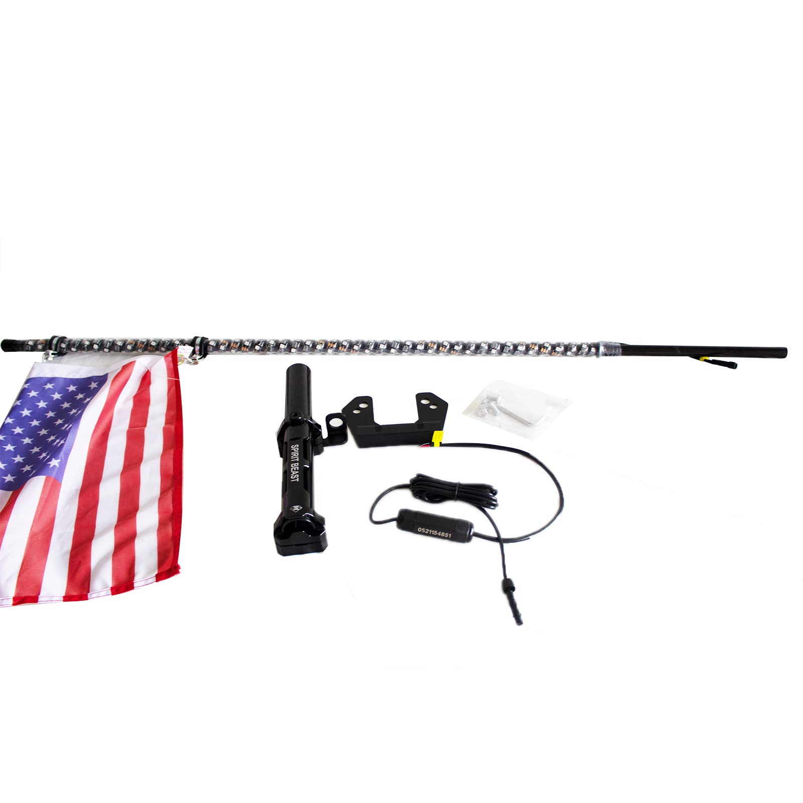 LED Whip Lights for Trucks with Remote Control - 366 Color Modes & 9 Brightness Levels - Compatible with 2015-2020 Ford F150 - Includes Flag Pole Holder (47in, With Flag) - Perfect for Off-Roading, Camping & Truck Shows