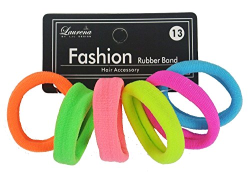 Vibrant Neon Fashion Rubber Bands Set of 6 - Hair Accessories for Women & Girls - Perfect for Ponytails, Braids & DIY Crafts