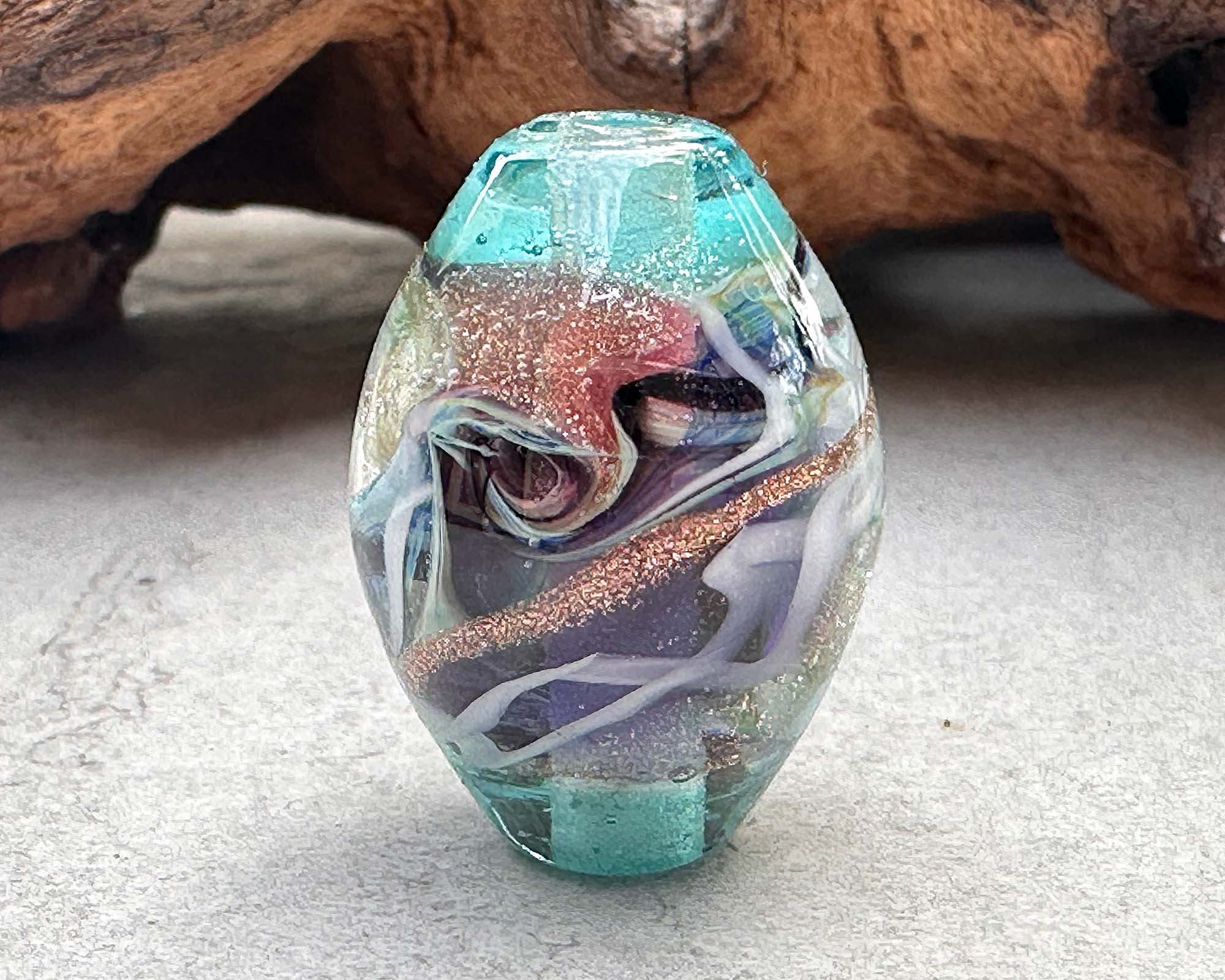 Handmade Teal Elegance Lampwork Glass Focal Bead - SRA Certified Artisan Jewelry Bead for Necklace Making, Bracelet Design & DIY Craft Projects