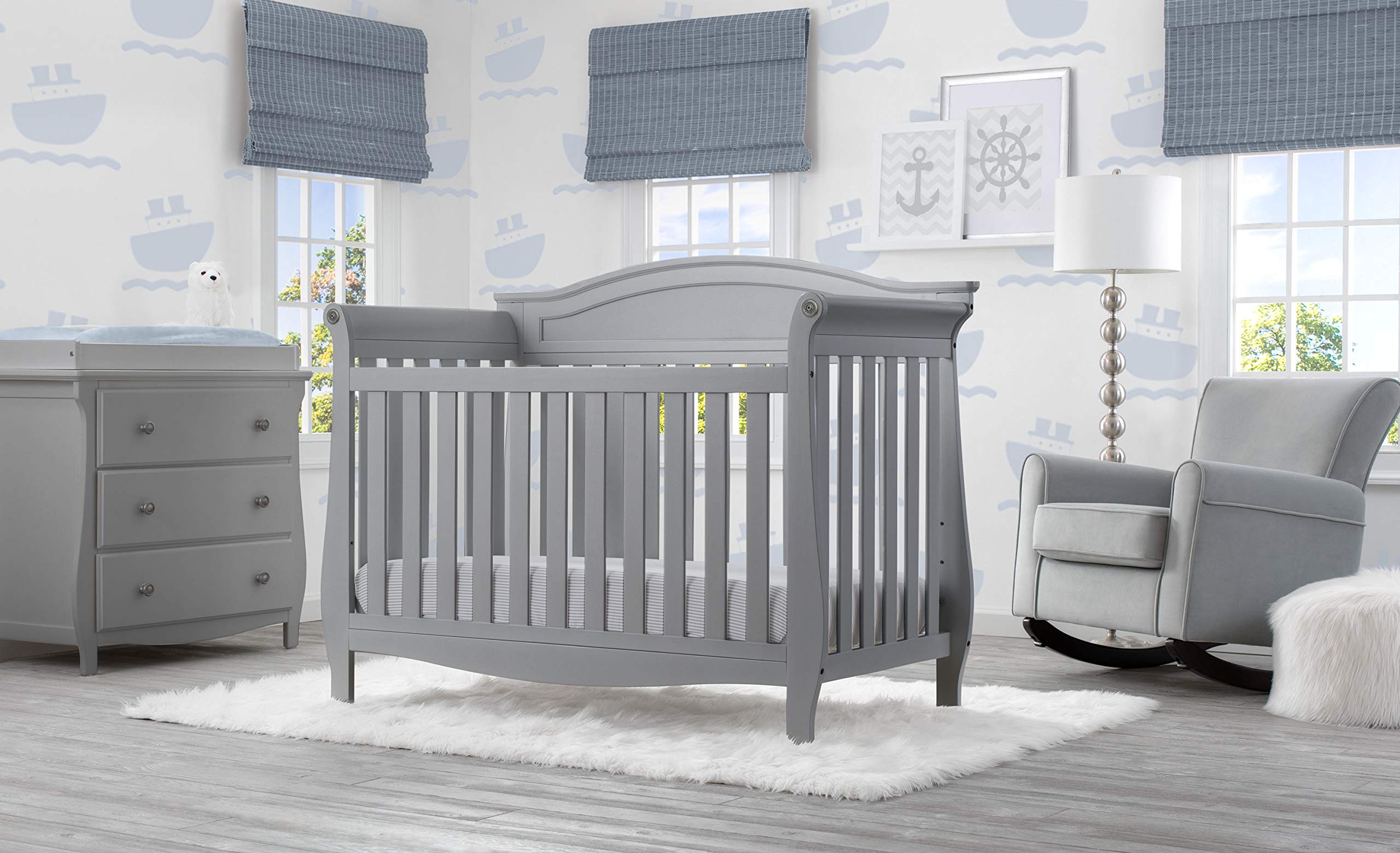 Delta Children Lancaster 3-Drawer Dresser with Changing Top - Greenguard Gold Certified Nursery Furniture, Gray - Perfect for Baby Room Organization & Diaper Changing Station