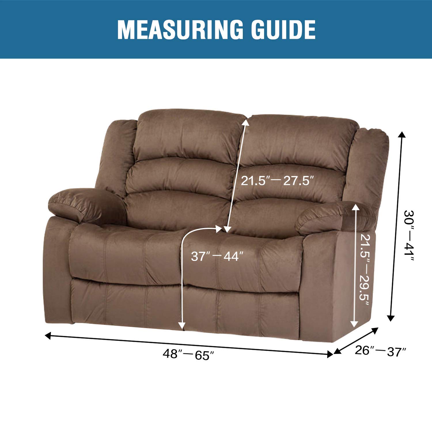 H.VERSAILTEX Velvet Stretch Recliner Couch Covers 6-Piece Set - Form Fitted Washable Slipcovers for 2-Cushion Loveseat & Reclining Sofa (Ivory) - Soft Thick Fabric Protector for Living Room, Home Theater & Family Room