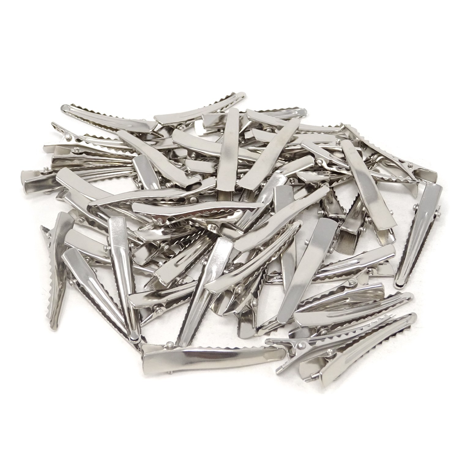 Honbay 50PCS Silver Tone Metal Alligator Hair Clips for DIY Crafts & Hair Accessories (4.5cm/1.77inch) - Perfect for Hair Styling, DIY Jewelry Making, and Gift Packaging