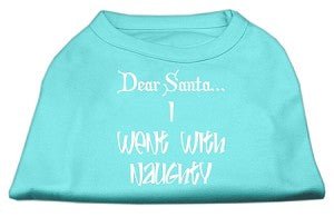 Dear Santa I Went with Naughty Screen Print Dog T-Shirt - Funny Pet Apparel for Christmas in Multiple Colors - Perfect for Holiday Photos & Dog Lovers Gifts