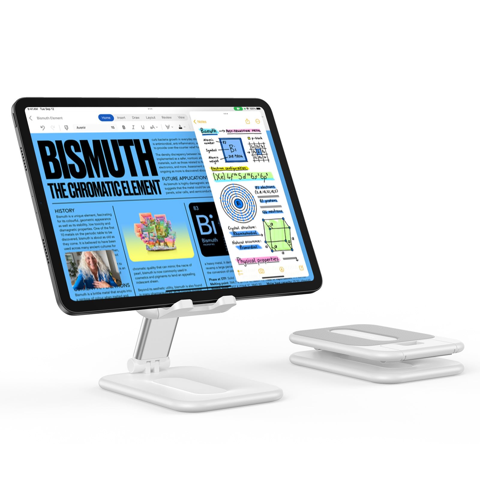 OMOTON Foldable Tablet Stand Holder - Adjustable Desktop Dock for iPad Pro/Air/Mini, Samsung Galaxy Tab & Smartphones (Up to 12.9