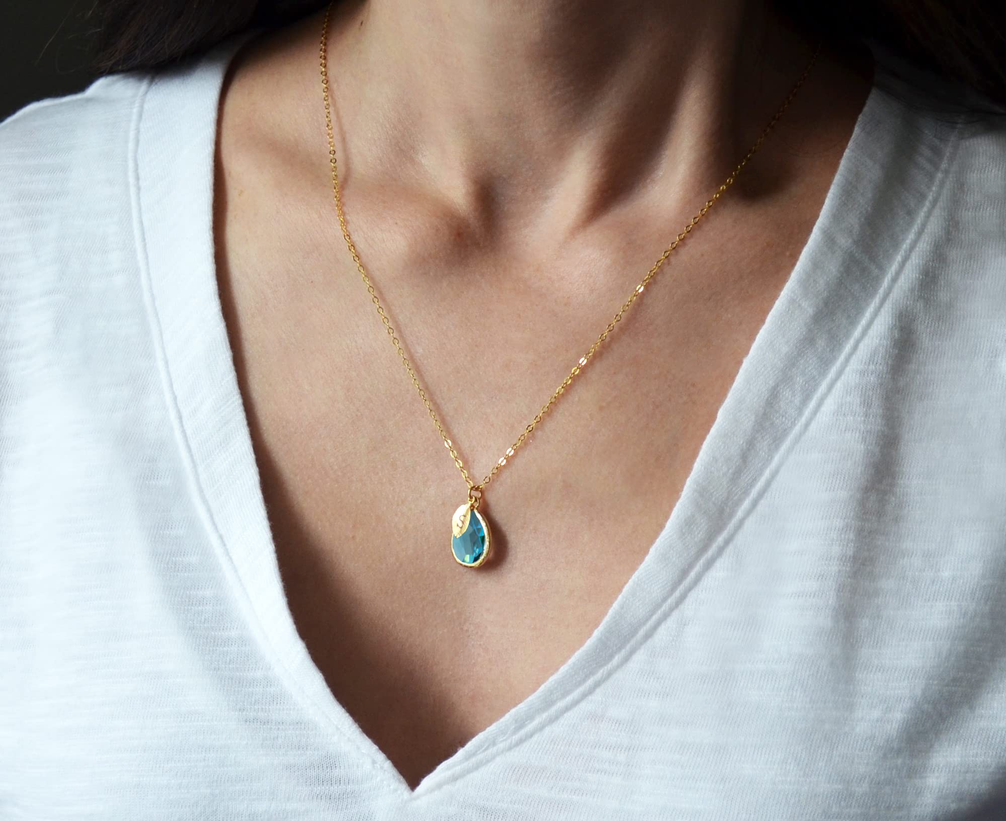 Personalized Aquamarine Necklace - March Birthstone Gift for Her | Bridesmaid Jewelry & Birthday Present