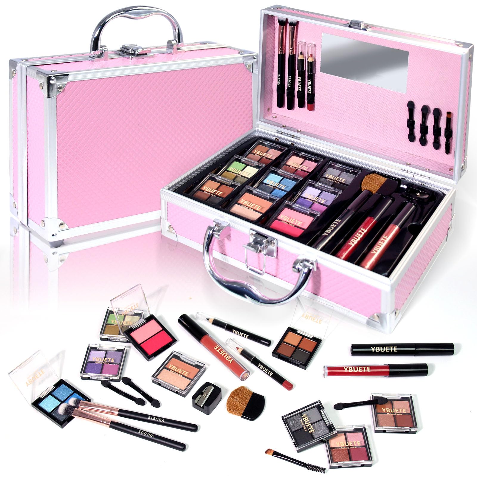 Complete Makeup Kit for Teens, Girls & Women – Full Starter Cosmetics Set with Eyeshadow, Blusher, Contour & Eyebrow Powder | Perfect Gift & Beginner Makeup Train Case | Ideal for Daily Use, Parties & Special Occasions