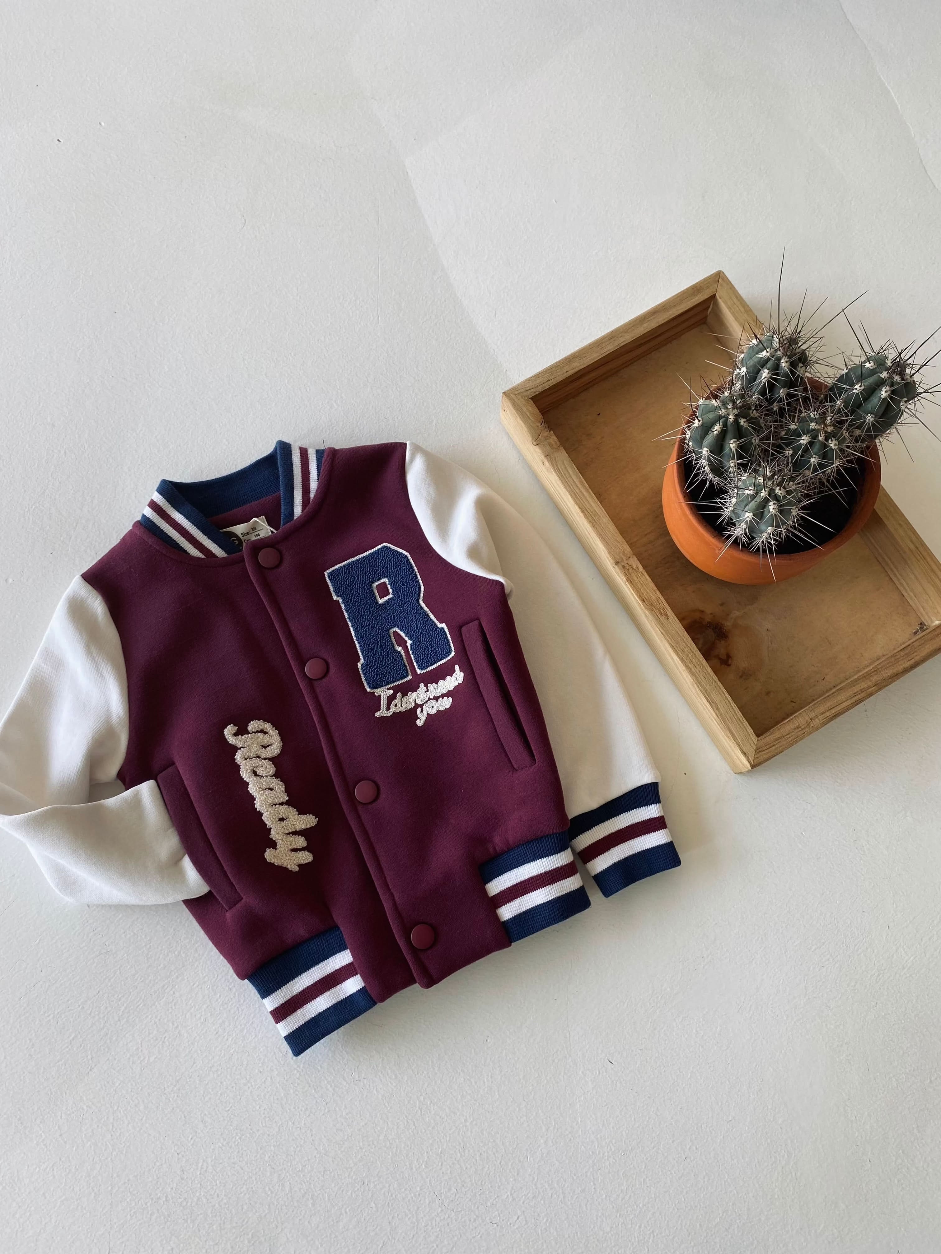 Embroidered College Jacket for Kids - Stylish & Warm Winter Coat for Boys & Girls - Perfect for School, Outdoor Activities & Casual Wear