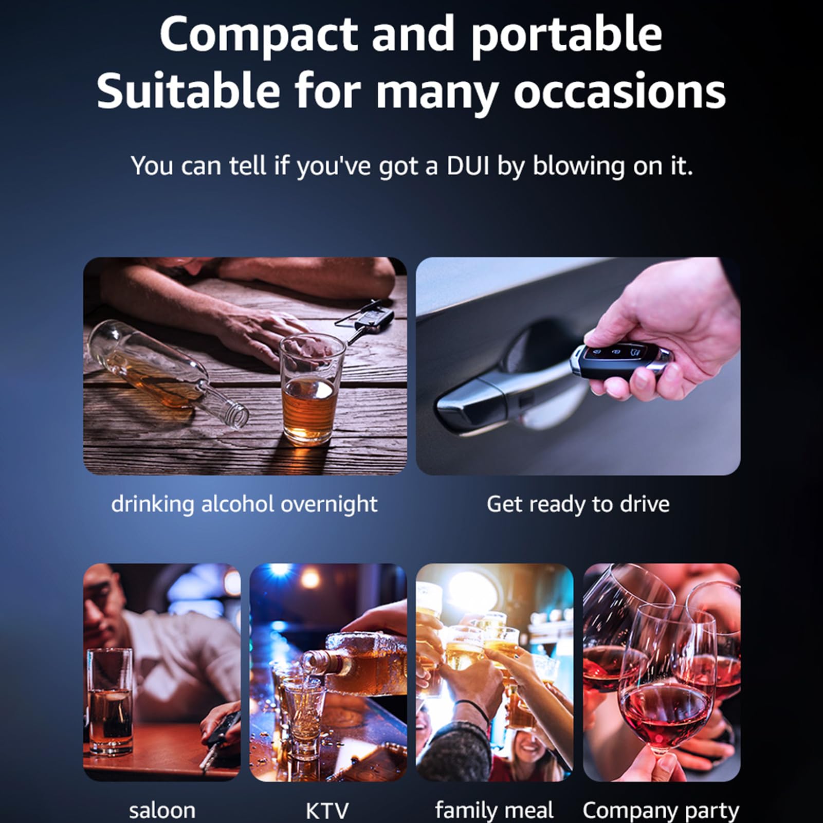 Portable Breathalyzer - DOT & NHTSA Approved Personal & Professional Alcohol Tester with LCD Display | For Home, Office, and Road Safety Use