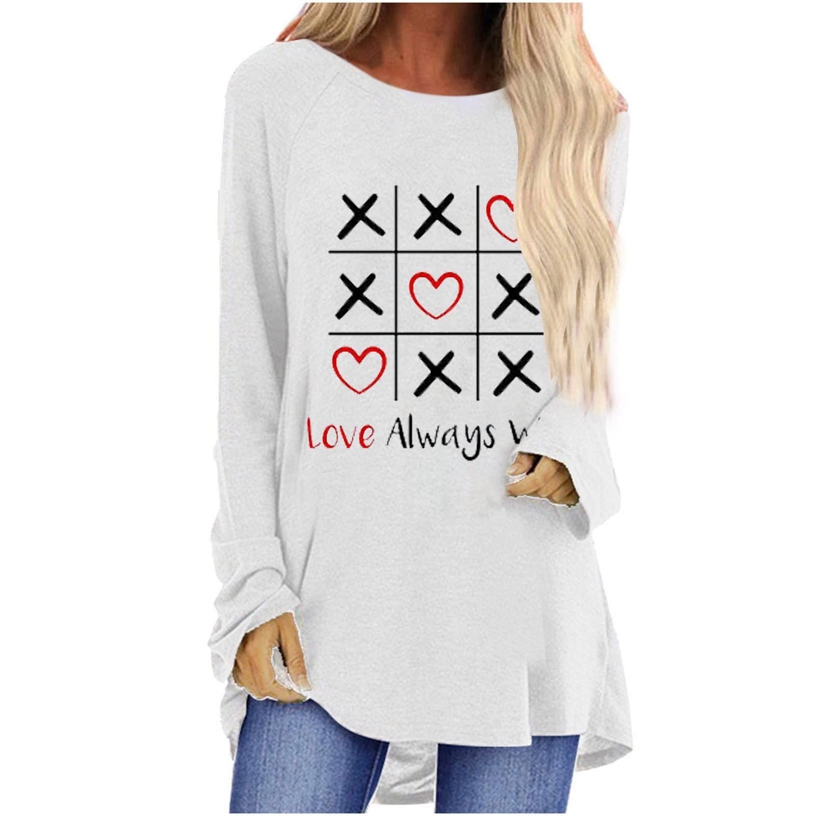 Women's Oversized Long Sleeve T-Shirt - Soft Casual Pullover Blouse for Valentine's Day Gift | Cozy Everyday Wear, Date Night Outfit, Lounge Comfort