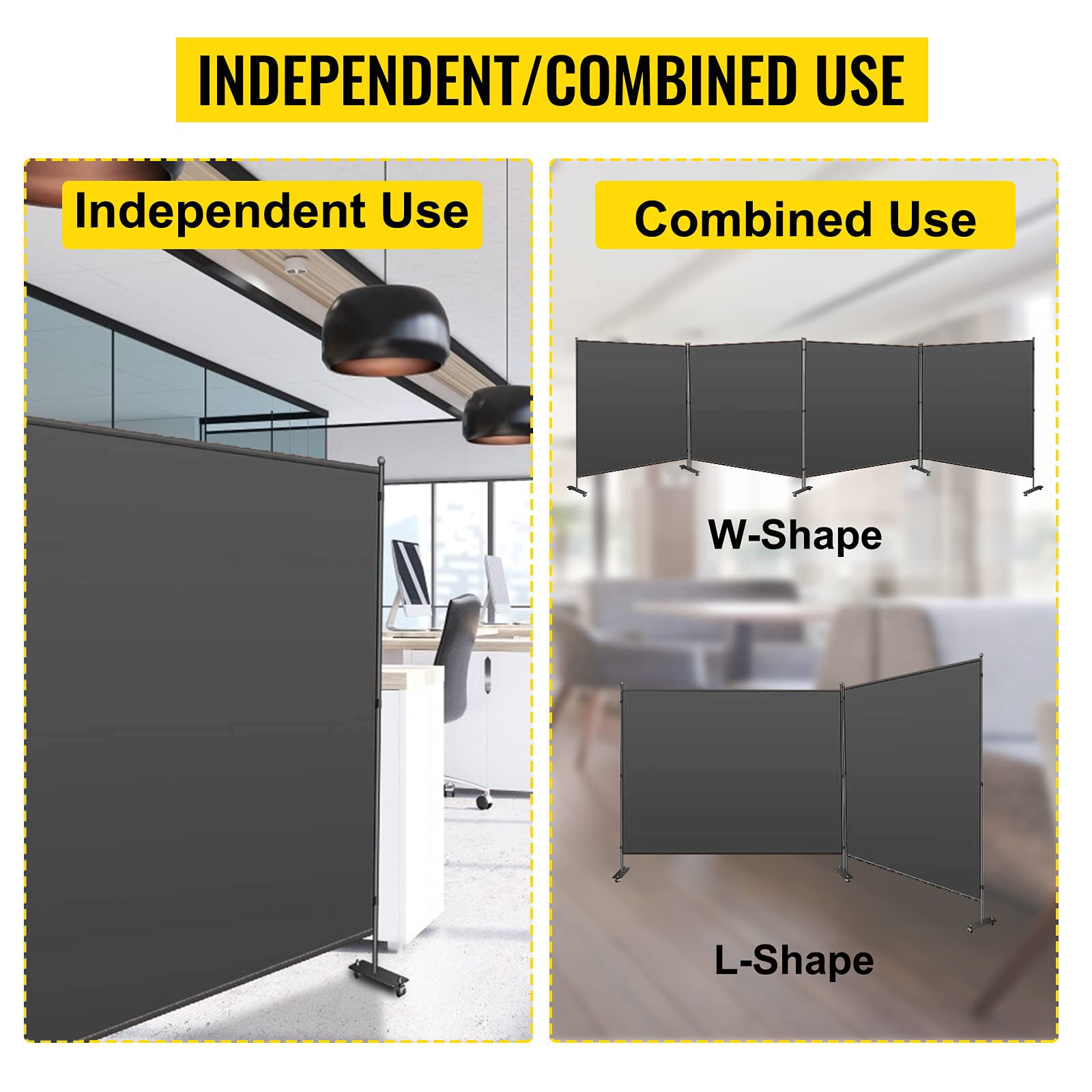 3-Panel Black Freestanding Room Divider Screen - 213