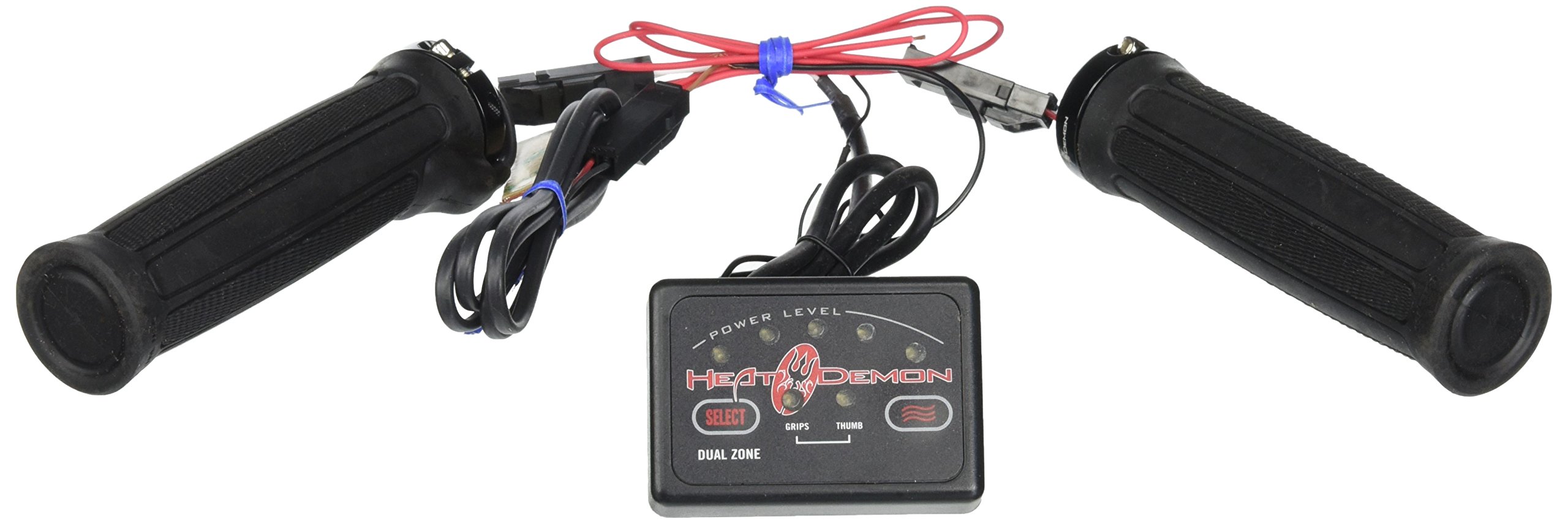 Heated Push On Grip and Thumb Kit with 2 Zone Temperature Controller - Warm Motorcycle Hand Grips for Cold Weather Riding Comfort