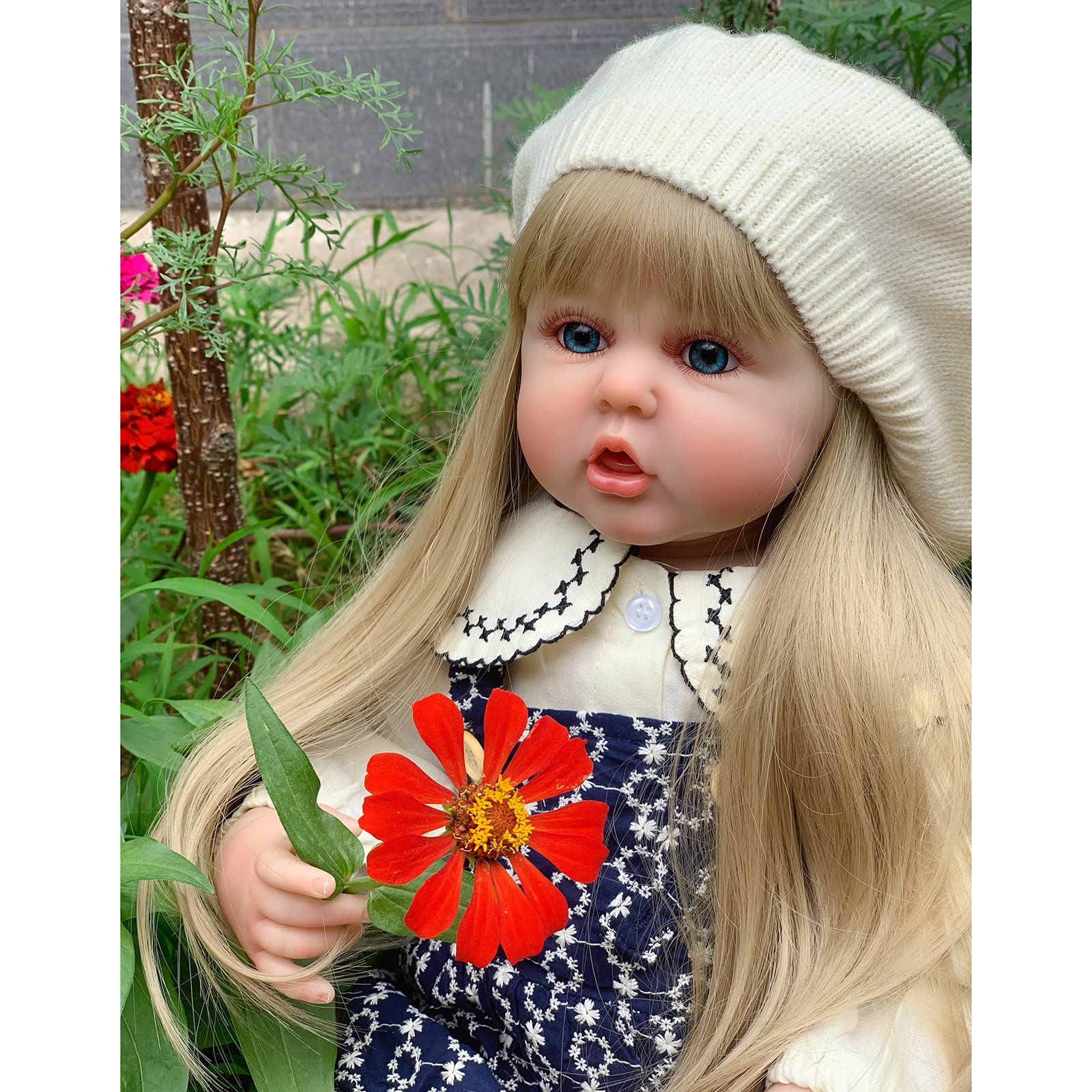 Lifelike 60cm Silicone Reborn Baby Doll - Realistic Toddler Girl Toy with Blonde Hair & Cloth Body, Princess Dress Up for Birthday Gift | Perfect for Collectors, Photography Props & Therapy Companions