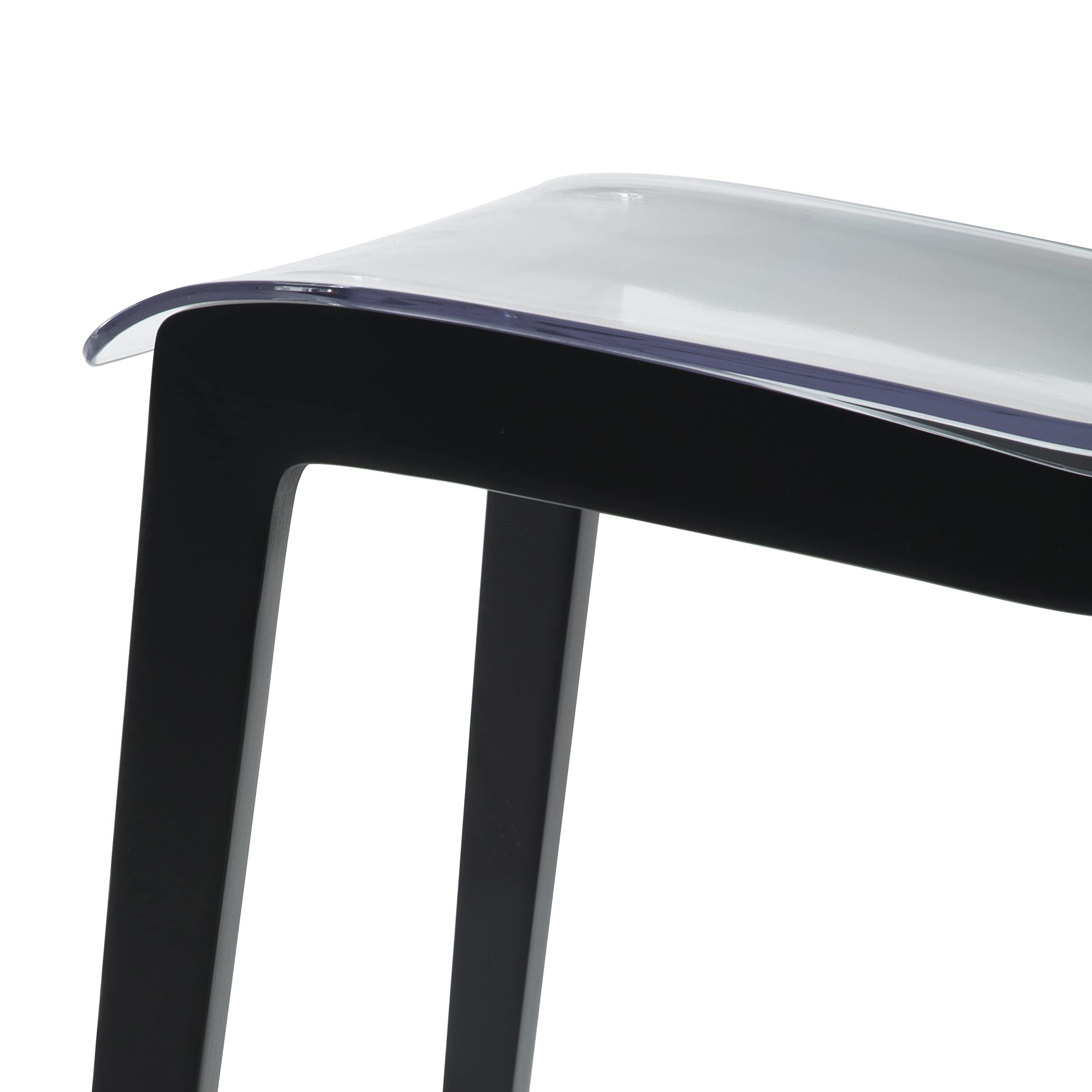 LeisureMod Marsden Modern Dining Chairs - Set of 4 Kitchen Table Chairs with Solid Beech Wood Legs, Mid-Century Plastic Side Chairs for Dining Room & Kitchen (Black) - Perfect for Small Spaces, Breakfast Nooks & Contemporary Home Decor