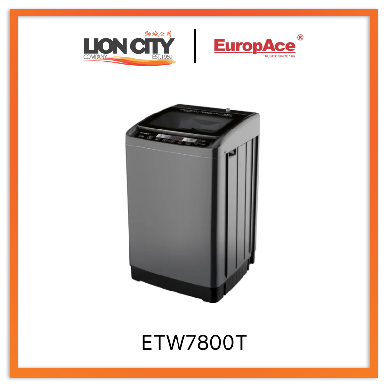 Europace ETW7800TGM 8Kg Top Load Washing Machine - Large Capacity Laundry Washer for Family, Energy Efficient with Multiple Wash Programs - Perfect for Homes, Apartments & Laundromats