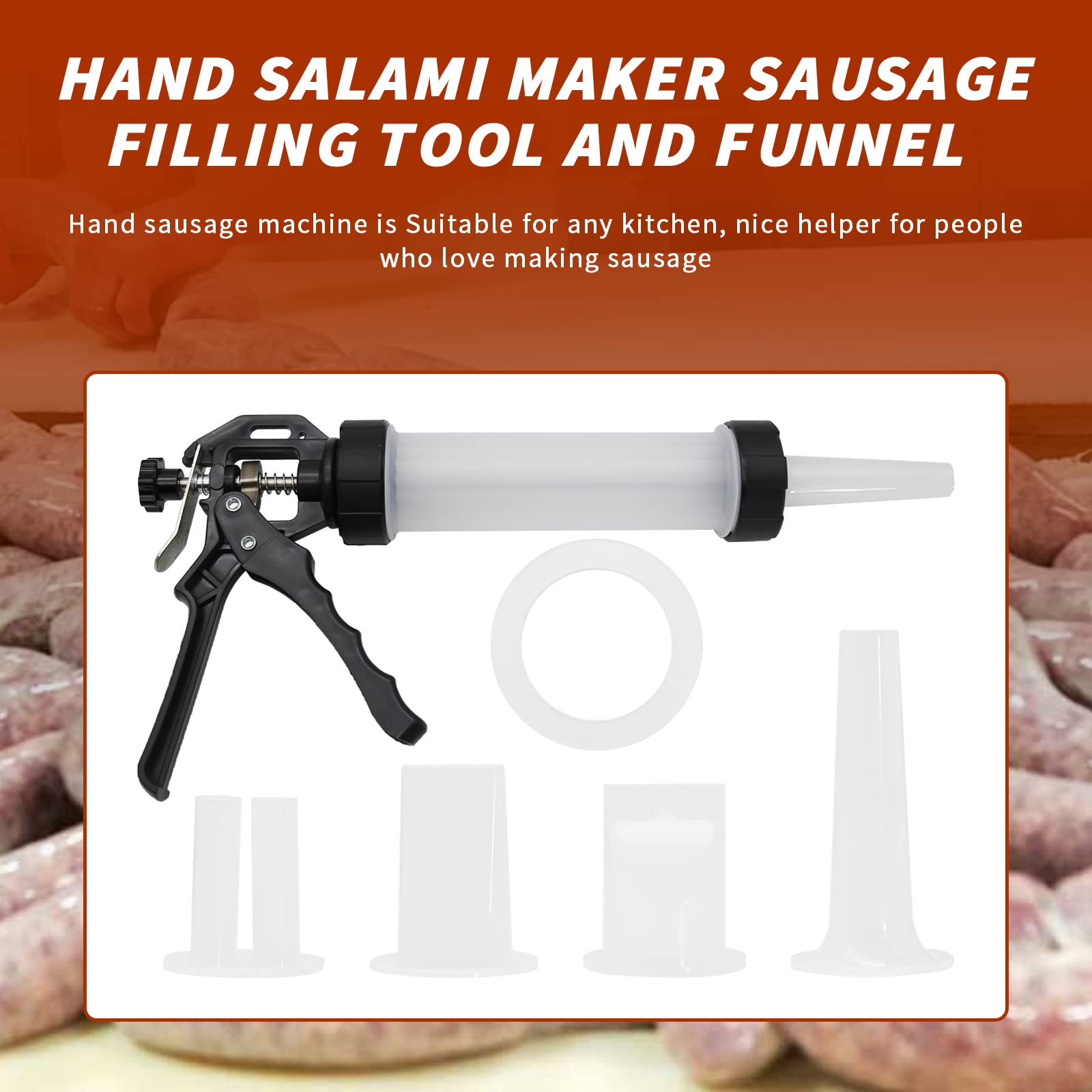 Manual Sausage Stuffer - Homemade Sausage Filling Tool with 3 Nozzles | Hand Crank Meat Grinder & Salami Maker for Home Kitchen | Perfect for Sausage Making, Jerky, and Meat Processing