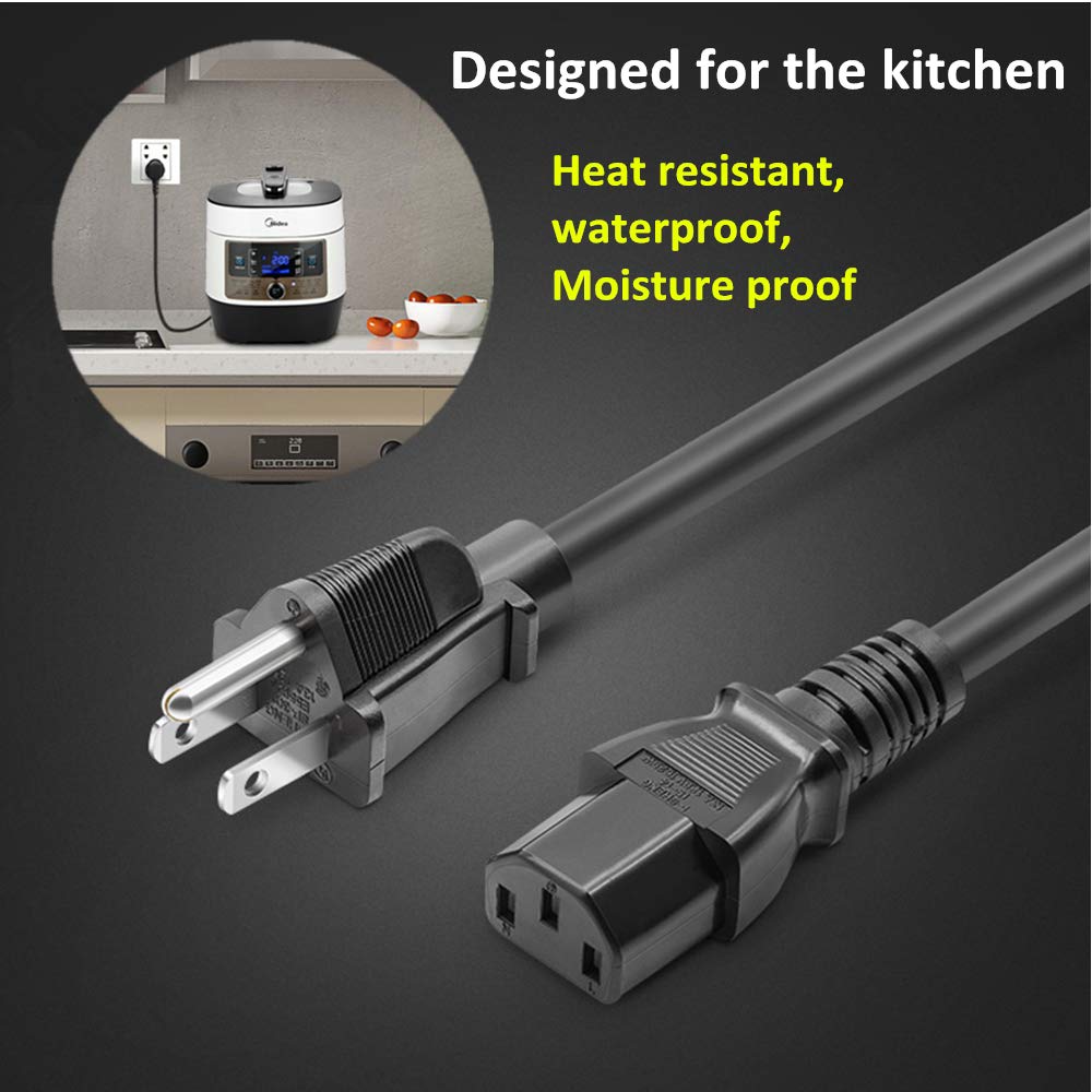 Original Power Cord Replacement for Instant Pot, Electric Pressure Cooker, Rice Cooker & Kitchen Appliances - Universal Compatible with Quick Pot, Soy Milk Maker, Microwave - Perfect for Home Cooking & Small Appliances