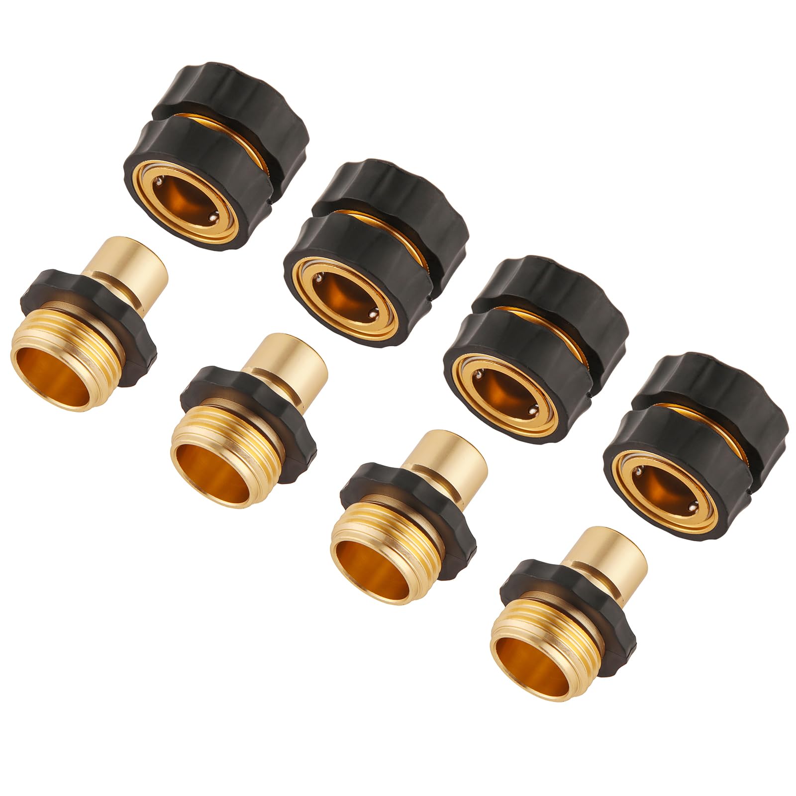 3/4 Inch Garden Hose Quick Connector Set - Heavy Duty Male & Female Quick Connect Fittings (4 Pack) for Easy Watering, Irrigation & Outdoor Use
