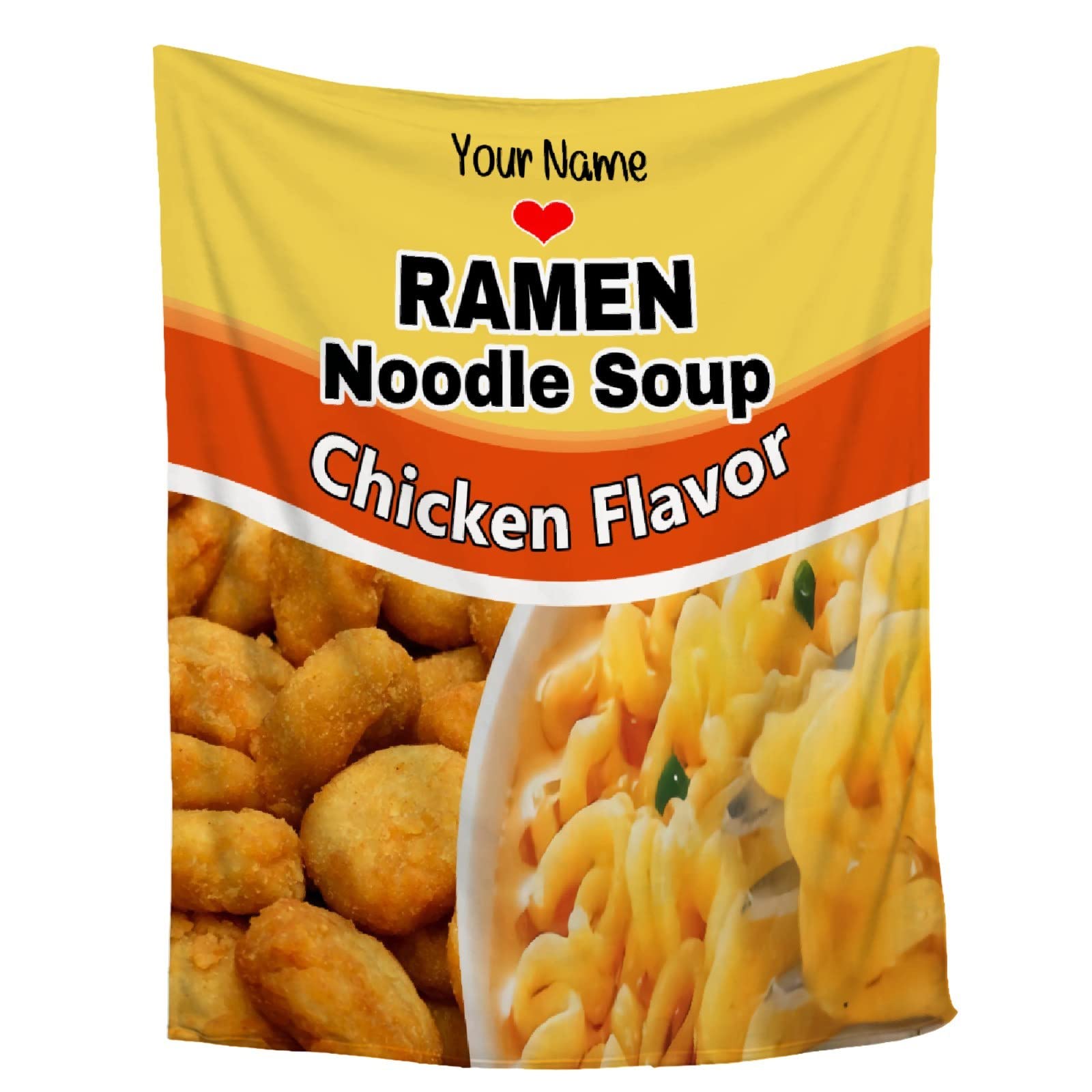 Custom Ramen Noodle Blanket - Personalized Funny Food Blanket with Name | Novelty Gift for Food Lovers | Birthday & Christmas Present | 50