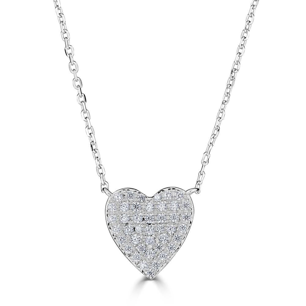 14KT Gold 0.20 CTW Diamond Pavé Heart Necklace for Women - Elegant Valentine's Day Gift, Anniversary Present & Romantic Occasions