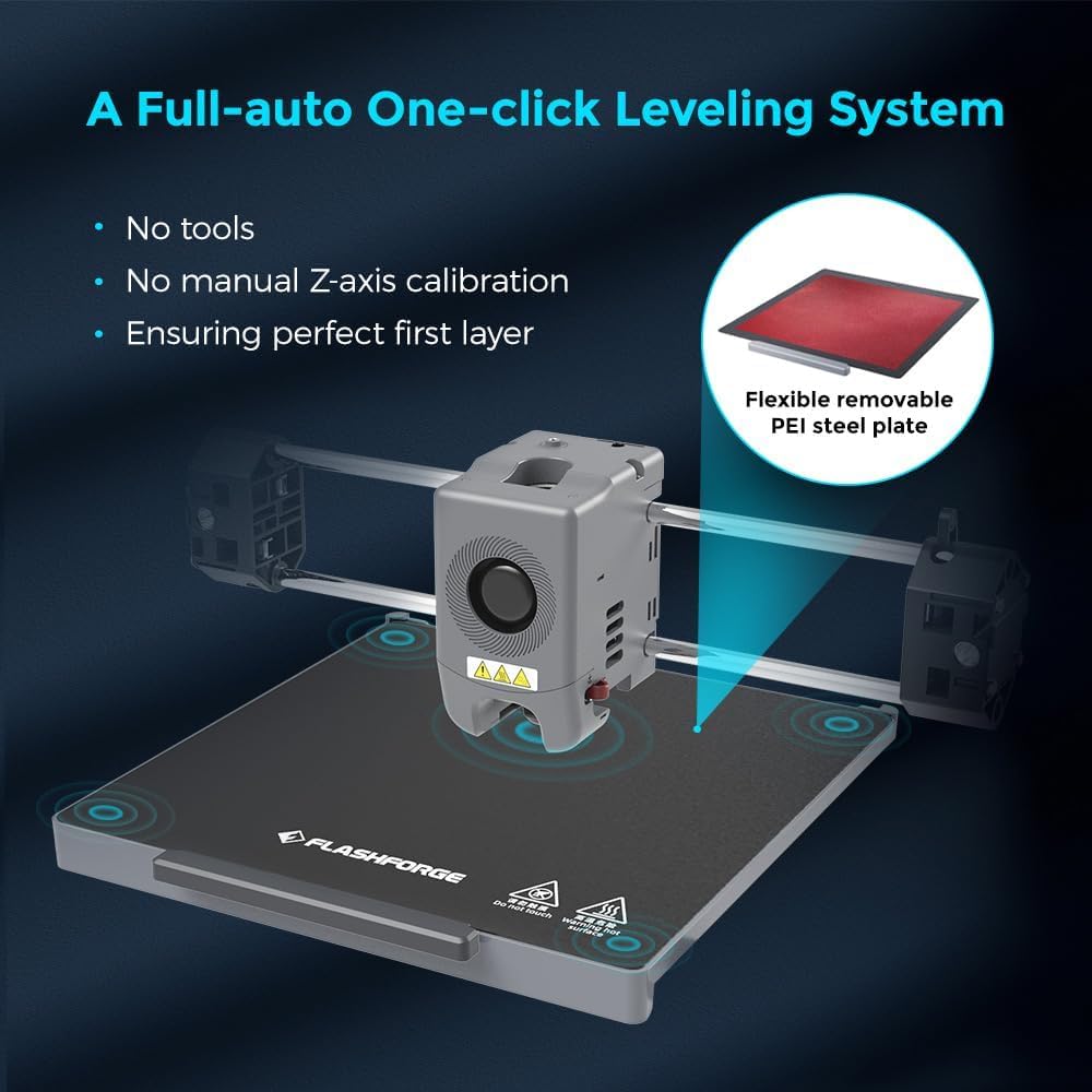 FLASHFORGE Adventurer 5M 3D Printer - Auto Leveling FDM 3D Printer with 600mm/s High Speed, Quick Detachable 280°C Nozzle, Vibration Compensation, 220x220x220mm Build Volume - Perfect for Home, Office & Educational 3D Printing Projects