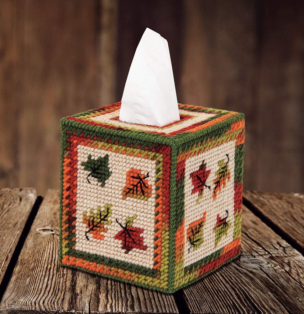 Autumn Leaves Tissue Box Cover - Decorative Fall Home Decor for Living Room, Bedroom & Bathroom