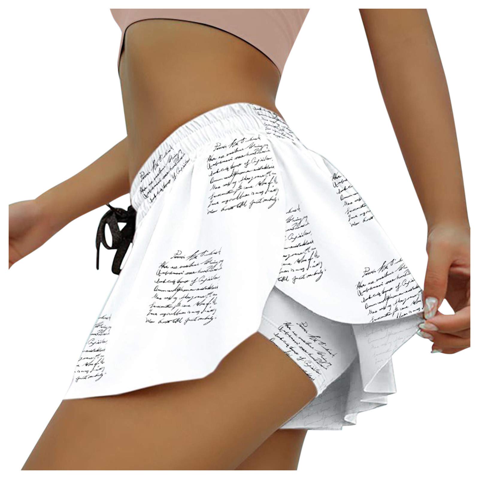 BODOAO Women's 2-in-1 Running & Yoga Shorts - Quick Dry Athletic Shorts with Drawstring Waist & Flowy Hem - Perfect for Gym, Workout, and Outdoor Activities