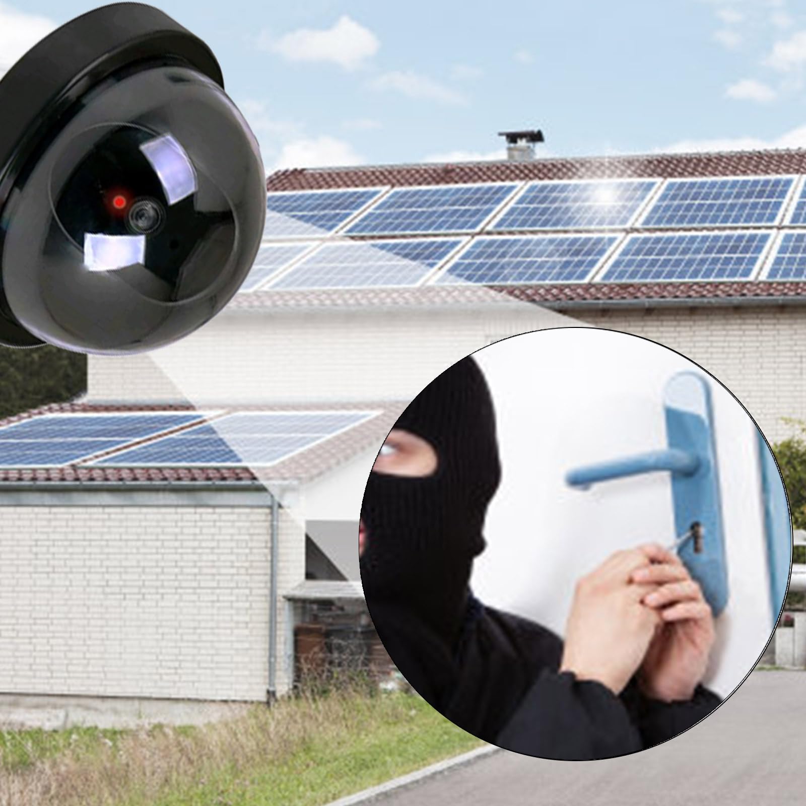 Fake Dome CCTV Security Camera with Flashing LED - Indoor/Outdoor Surveillance Dummy Camera for Home & Business Security | Deter Burglars & Protect Property