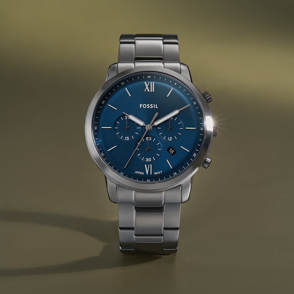 Fossil Neutra FS6111 Chronograph Watch for Men - Stainless Steel Mesh Band, Water Resistant, Date Display - Perfect for Business, Casual & Everyday Wear