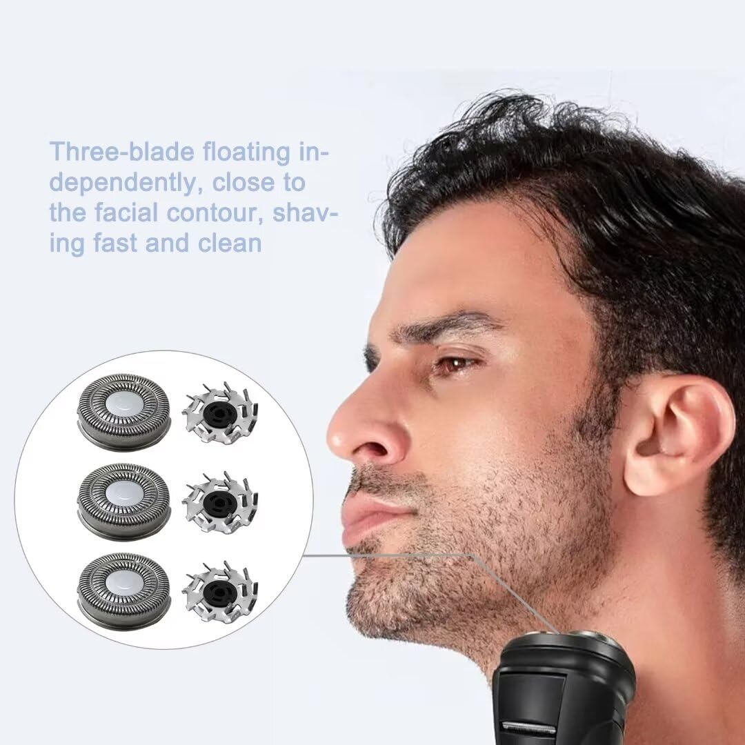 2024 Upgraded SW-S7105 3Pcs Replacement Shaver Head Blades with Cleaning Brush - Compatible with Waterproof Electric Razors for Wet & Dry Shaving - Perfect for Travel, Home & Gym Use