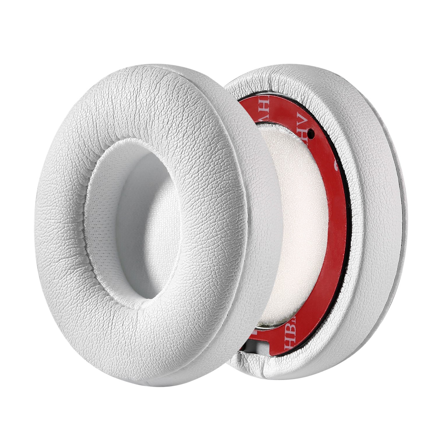 JECOBB Replacement Ear Cushion Pads for Beats Solo 2/3 Wireless Headphones - Premium Protein Leather & Memory Foam Ear Pads (White) - Comfort Upgrade for Music, Gaming & Travel