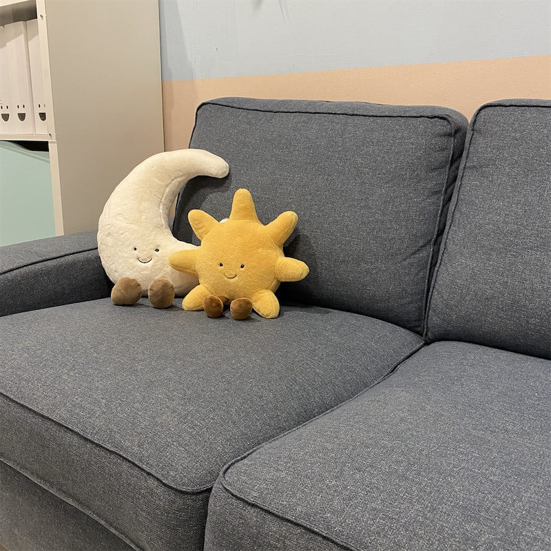 Sun and Moon Happy Plush Cushions - Soft Comfort Pillow for Kids Room Decor, Bedroom, Living Room, Nursery - Perfect for Relaxation, Gifts, and Home Decor