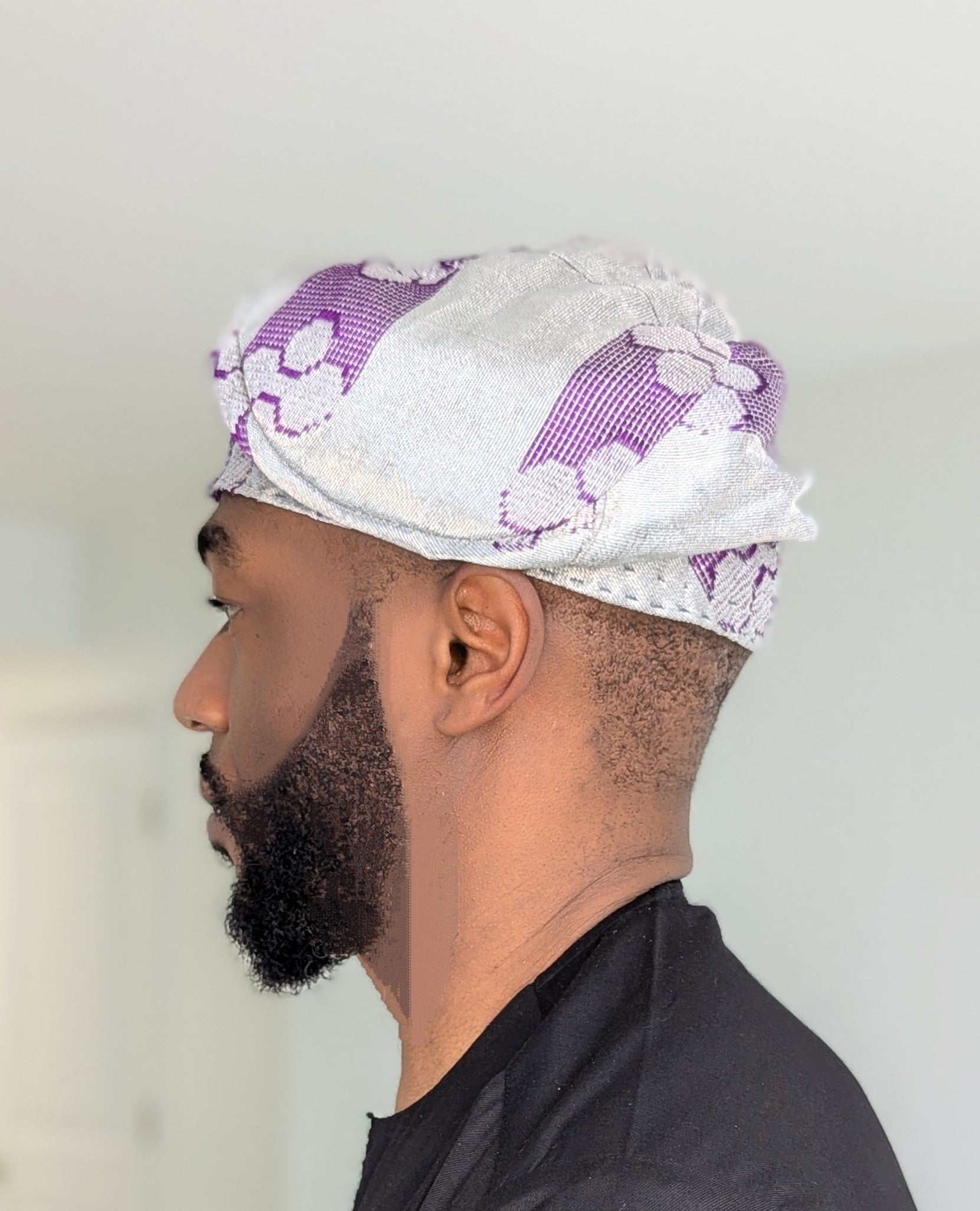 Exquisite Silver Handwoven Aso Oke African Kufi Cap Fila Hat for Men - Traditional Nigerian Wedding Hat, Cultural Ceremonies & Special Occasions