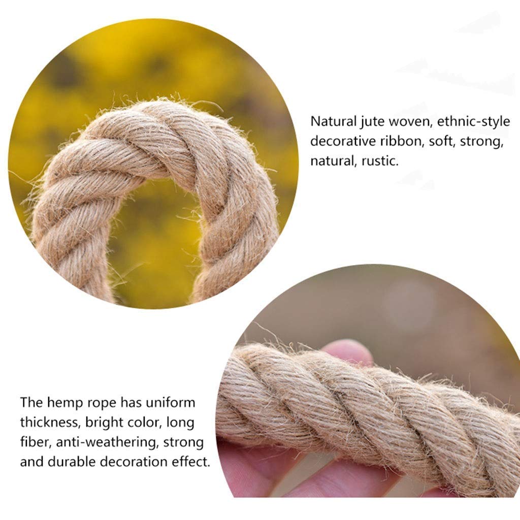 Natural Jute Rope 50M - Eco-Friendly Hemp Rope for Outdoor Activities, DIY Crafts, Home Decor & Landscaping | Perfect for Tree Swing, Tug of War, Climbing & Camping | Heavy-Duty Safety Rope for Adventure & Decorative Use