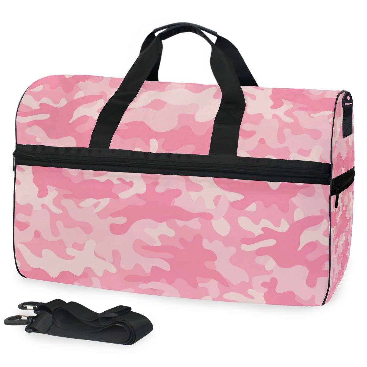 ALAZA Stylish Pink Camouflage Gym Duffel Bag for Women & Men - Large Sports Travel Duffel with Shoe Compartment - Perfect for Gym, Workout, Travel & Weekend Getaways