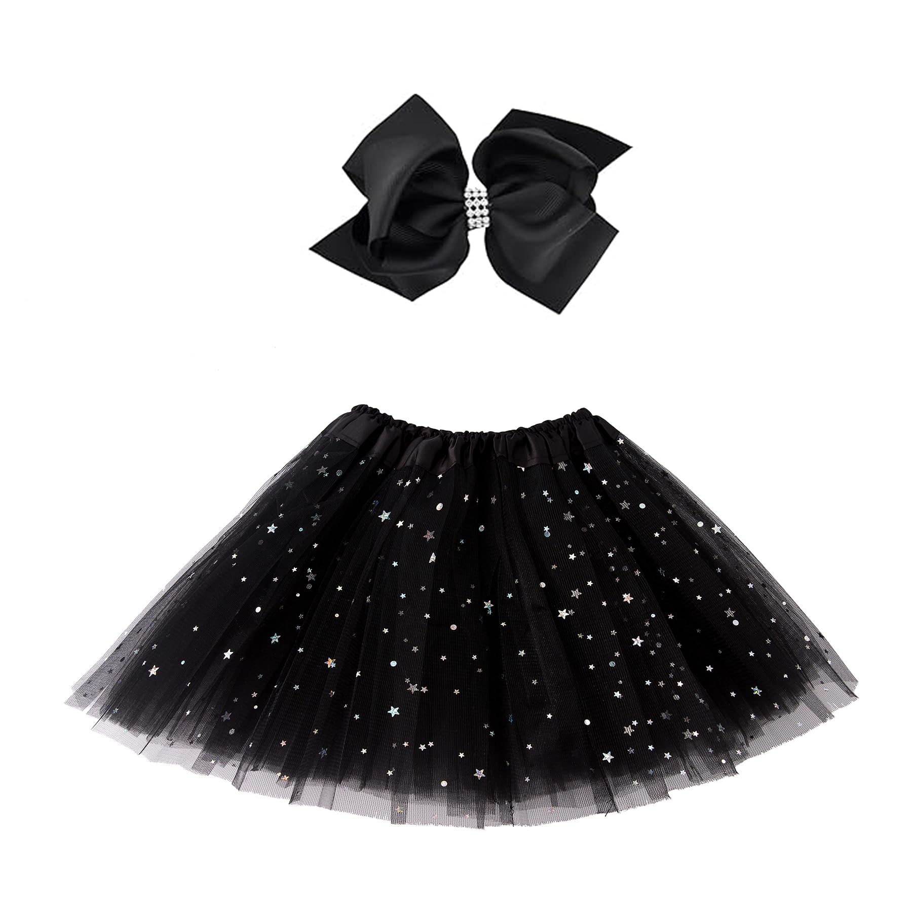 Jastore Girls Layered Stars Sequins Tutu Skirt - Princess Ballet Dance Dress for Toddlers 2-8 Years | Perfect for Birthday Party, Dance Performance & Photo Shoot