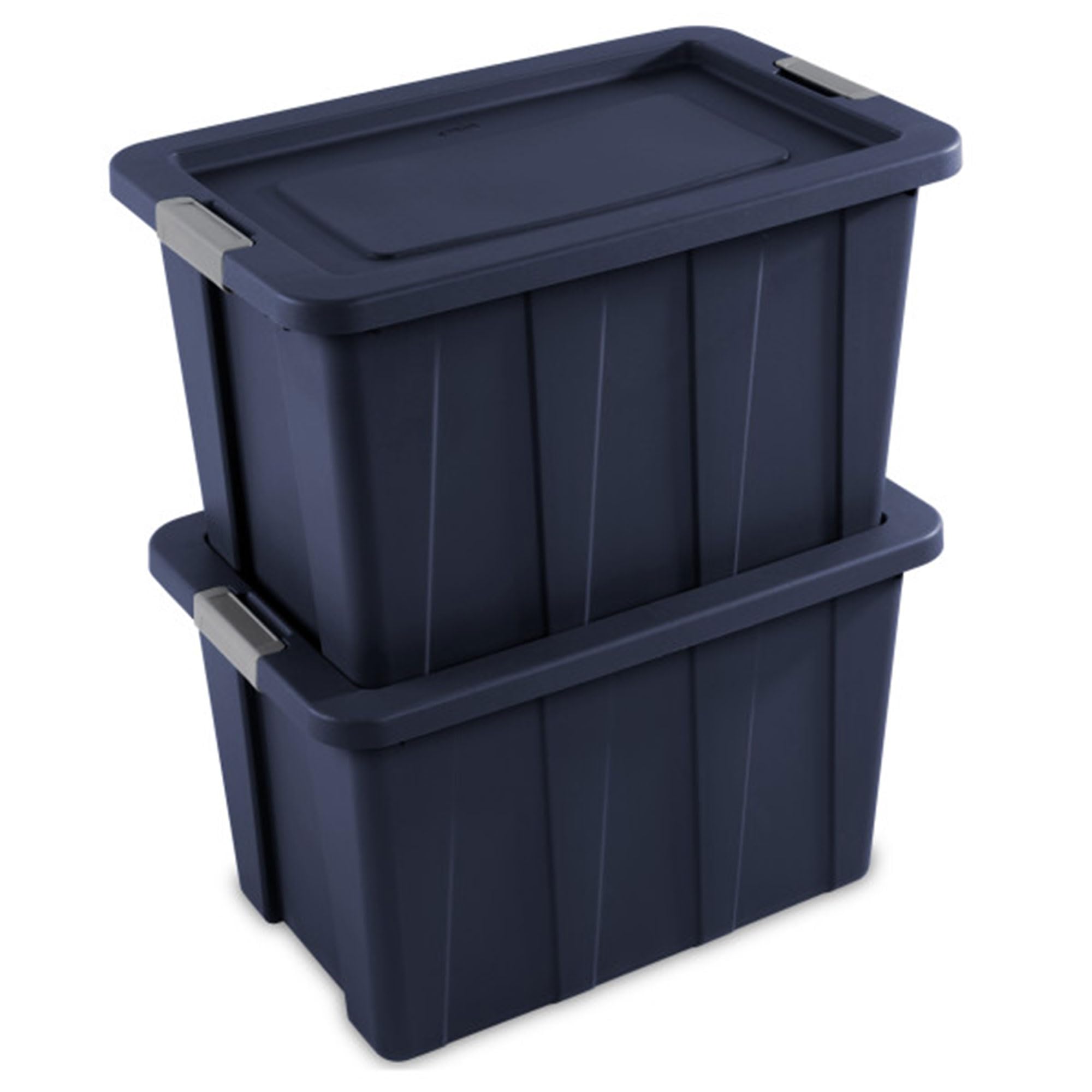 Sterilite 12-Pack 30 Gallon Heavy Duty Storage Bins with Lids - Durable Tuff1 Totes in Dark Indigo for Home Organization, Garage Storage & Moving Supplies