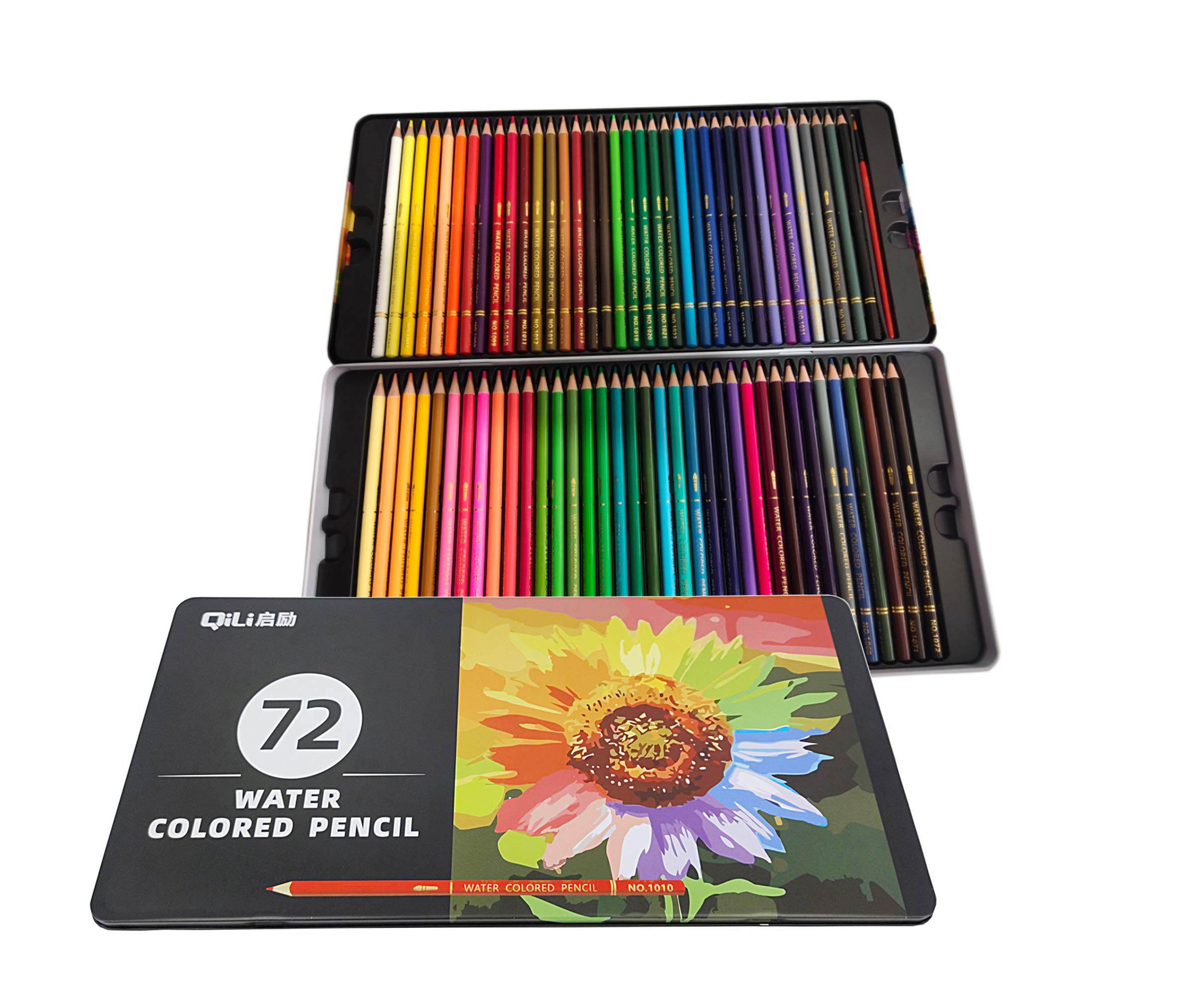 72 Professional Watercolor Pencils Set for Artists & Students - Premium Colored Pencils with Brush & Metal Case - Ideal for Adult Coloring Books, Sketching & Art Projects (15286-NPF)