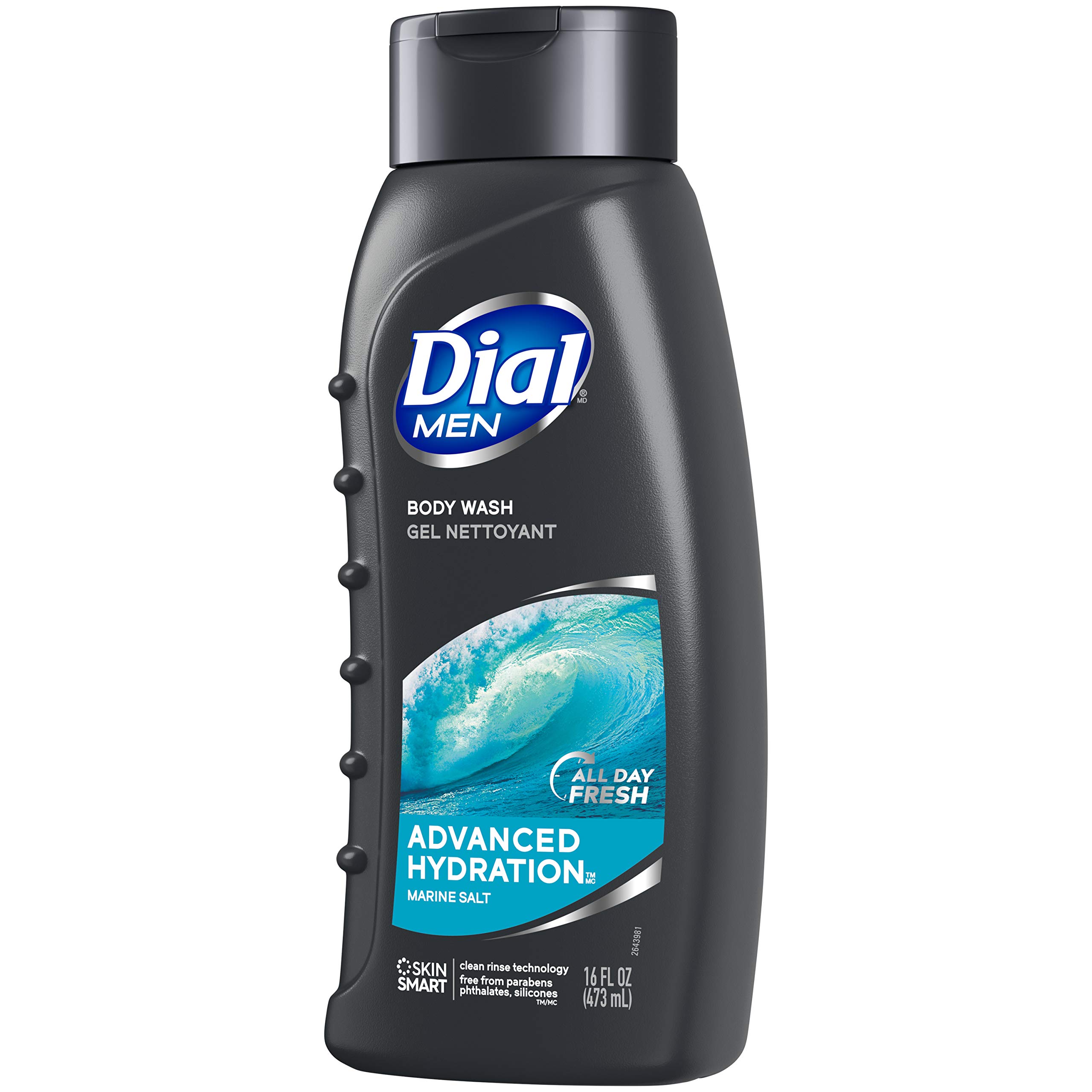 Dial Men Body Wash for Dry Skin - Advanced Hydration Formula, 16 fl oz (Pack of 6) - Refreshing Shower Gel for Daily Use, Gym & Post-Workout Cleansing
