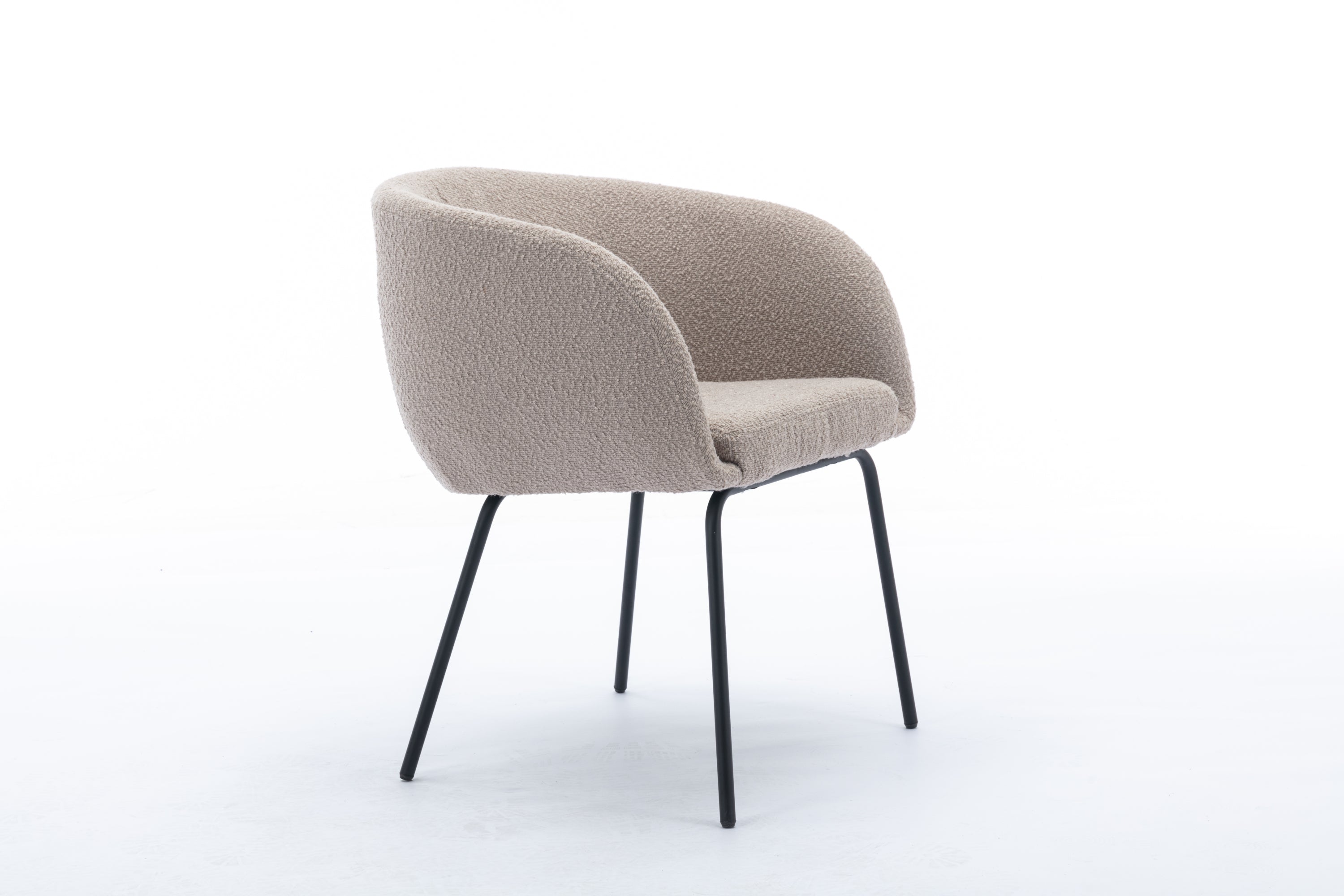 Boucle Fabric Dining Chair with Black Metal Legs - Set of 1 - Modern Upholstered Side Chair for Kitchen, Dining Room & Office