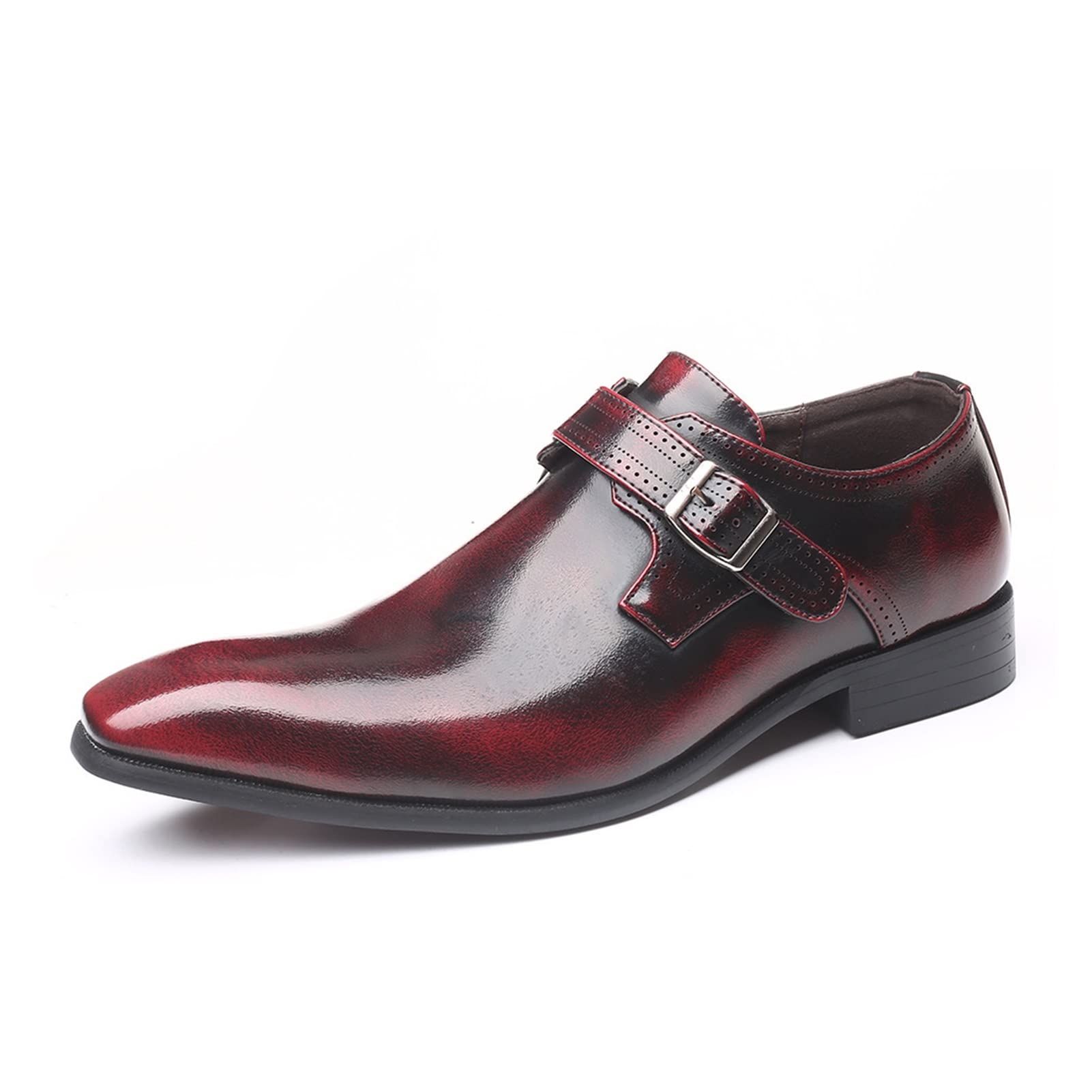 Men's Oxford Dress Shoes - Business & Casual Formal Shoes with Buckle & Low Heel - Large Size Comfortable Footwear for Office, Wedding & Daily Wear