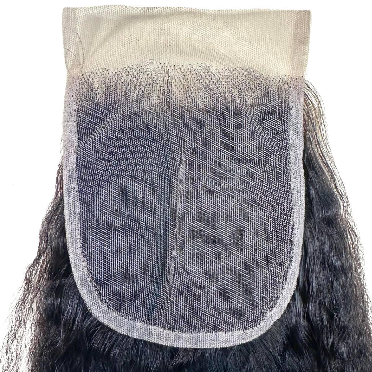 Kinky Straight 4x4 Transparent Lace Human Hair Closure - 100% Virgin Brazilian Hair - Invisible Parting for Natural Look - Perfect for Sew-in Weaves, Protective Styling & Everyday Wear