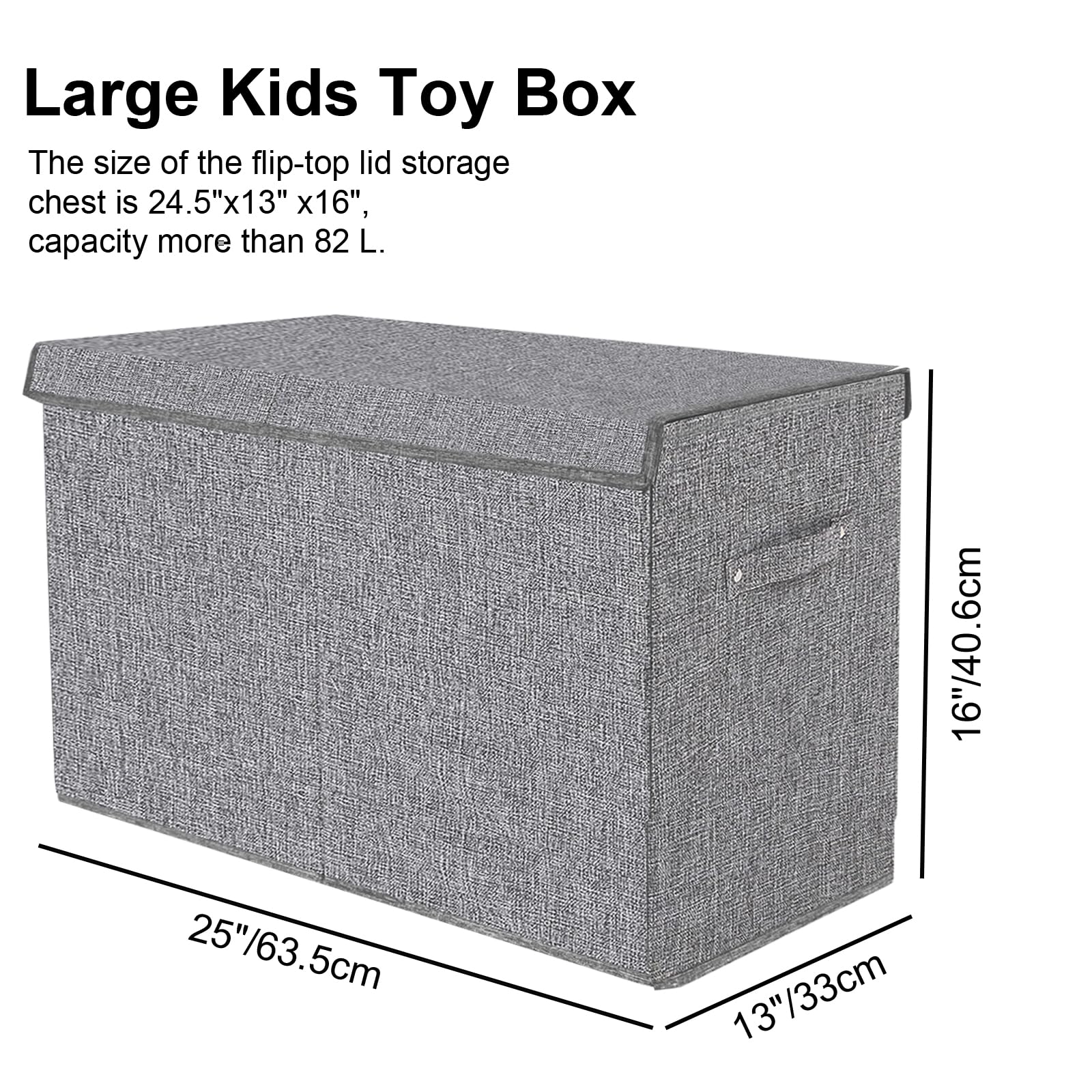 VERONLY Large Collapsible Toy Storage Box with Lid - Kids Toy Organizer Bin with Handles for Nursery, Playroom, Bedroom - Perfect for Storing Toys, Clothes, Blankets (Gray) - Ideal for Kids Room Organization & Playroom Storage