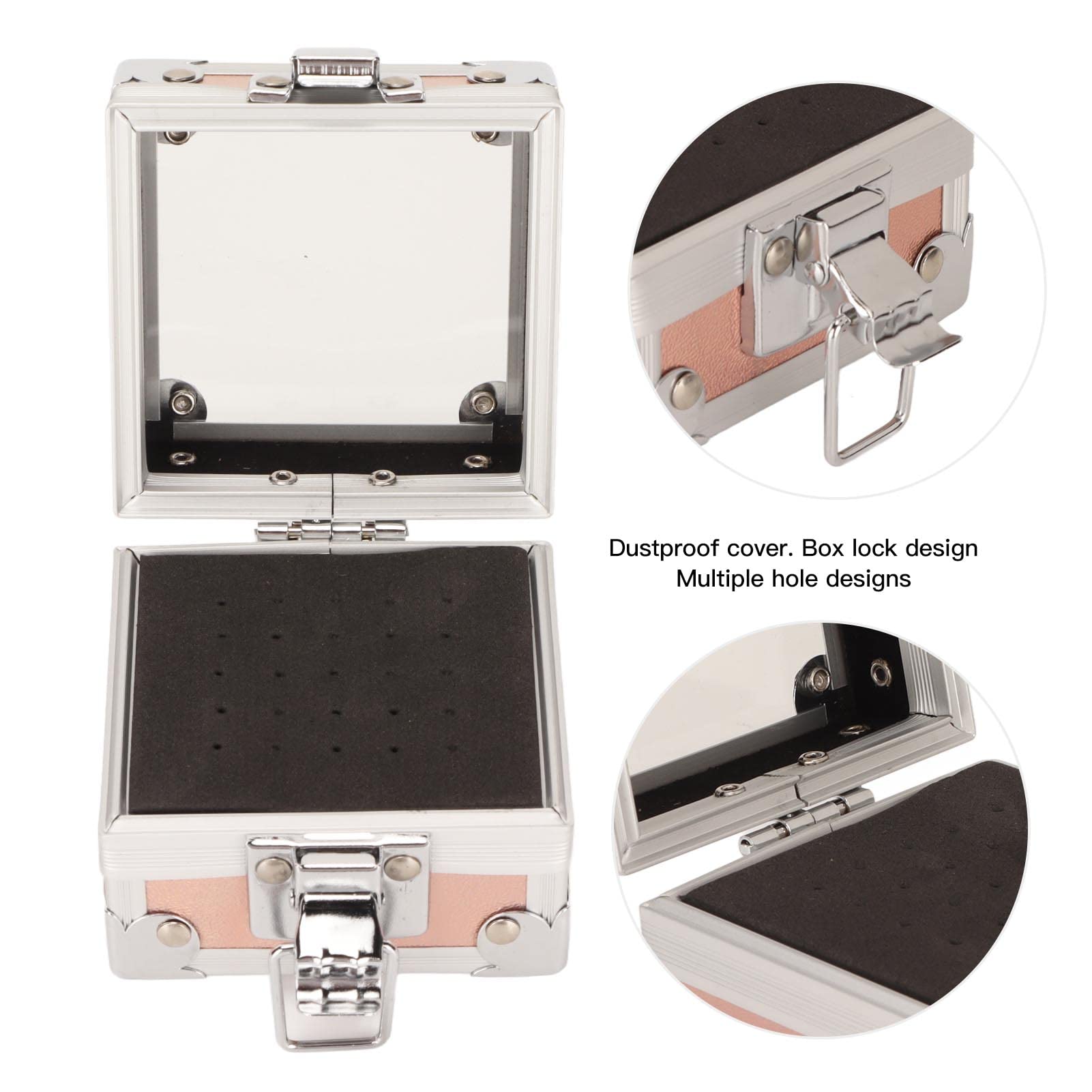 Transparent Nail Drill Bit Holder & Displayer - Aluminum Alloy Acrylic Flip Cover for Professional & Home Manicure (Golden) | Perfect for Salon Organization & DIY Nail Art