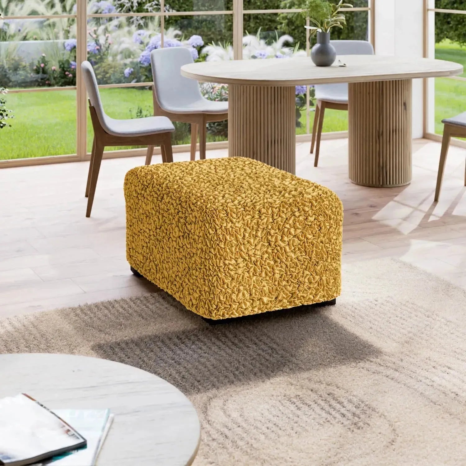 Ottoman Slipcover Medium Size - Premium Fuco Cotton Collection | Perfect for Living Room, Bedroom & Home Decor