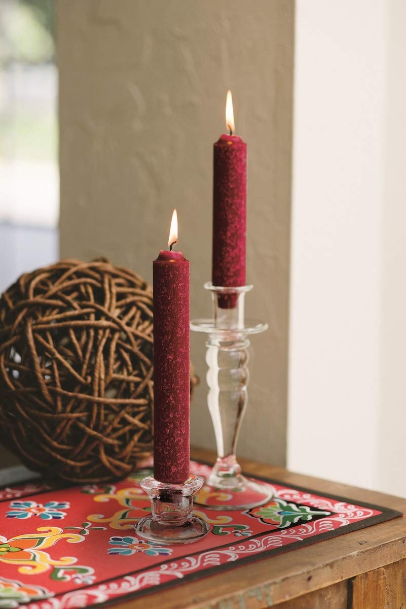 Root Candles 51978 Unscented Timberline Collenette 9-Inch Dinner Candles, 4-Pack, Garnet Red - Elegant Table Decor for Weddings, Holidays & Romantic Dinners