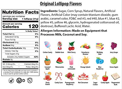 10ct. Cotton Candy Flavored Lollipops - Bulk Candy for Parties, Favors & Gifts - Sweet Treats for Birthdays, Halloween & Events