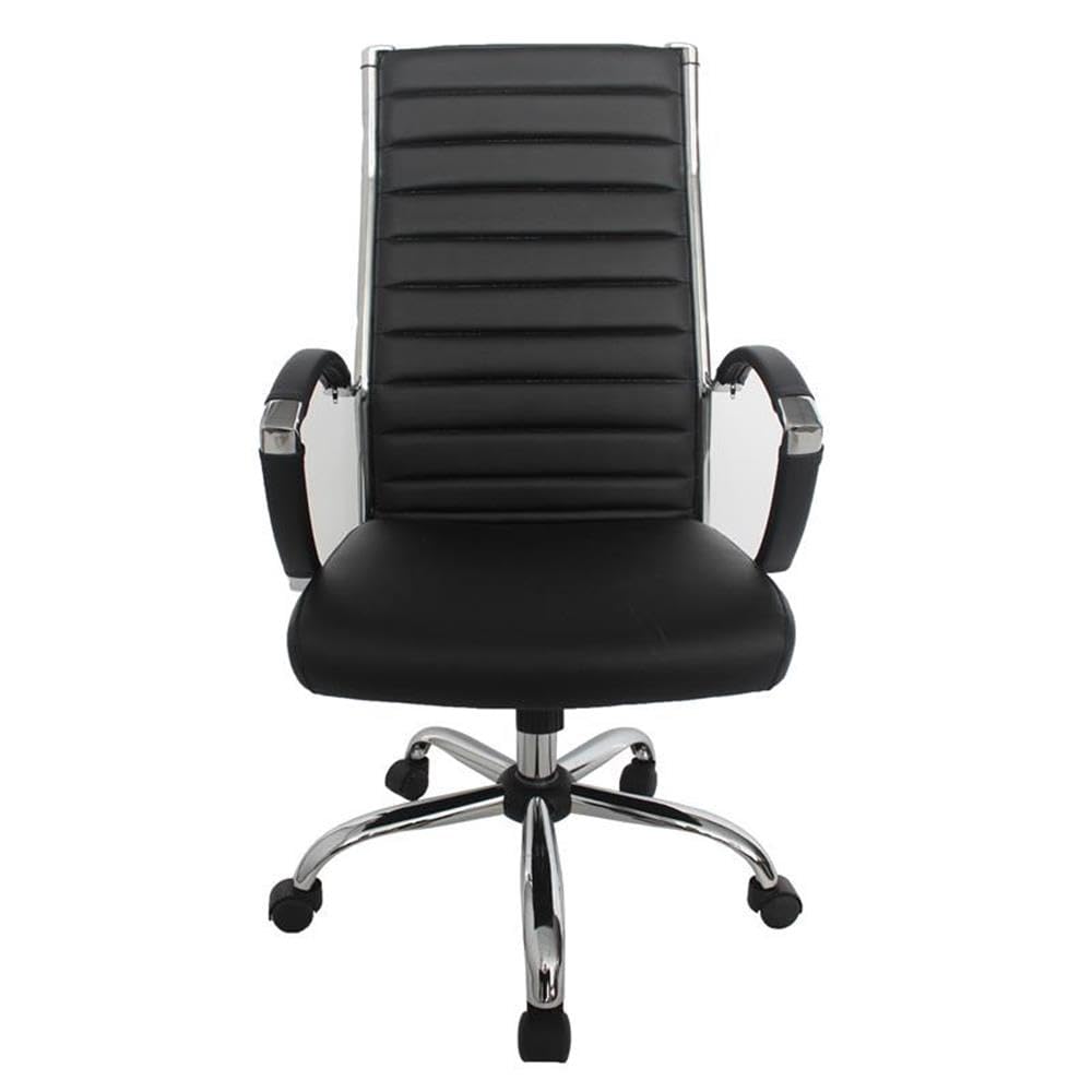 Furniture of America Damse Faux Leather Large Adjustable Office Chair in Black - Ergonomic Executive Desk Chair for Home Office, Gaming & Workstation