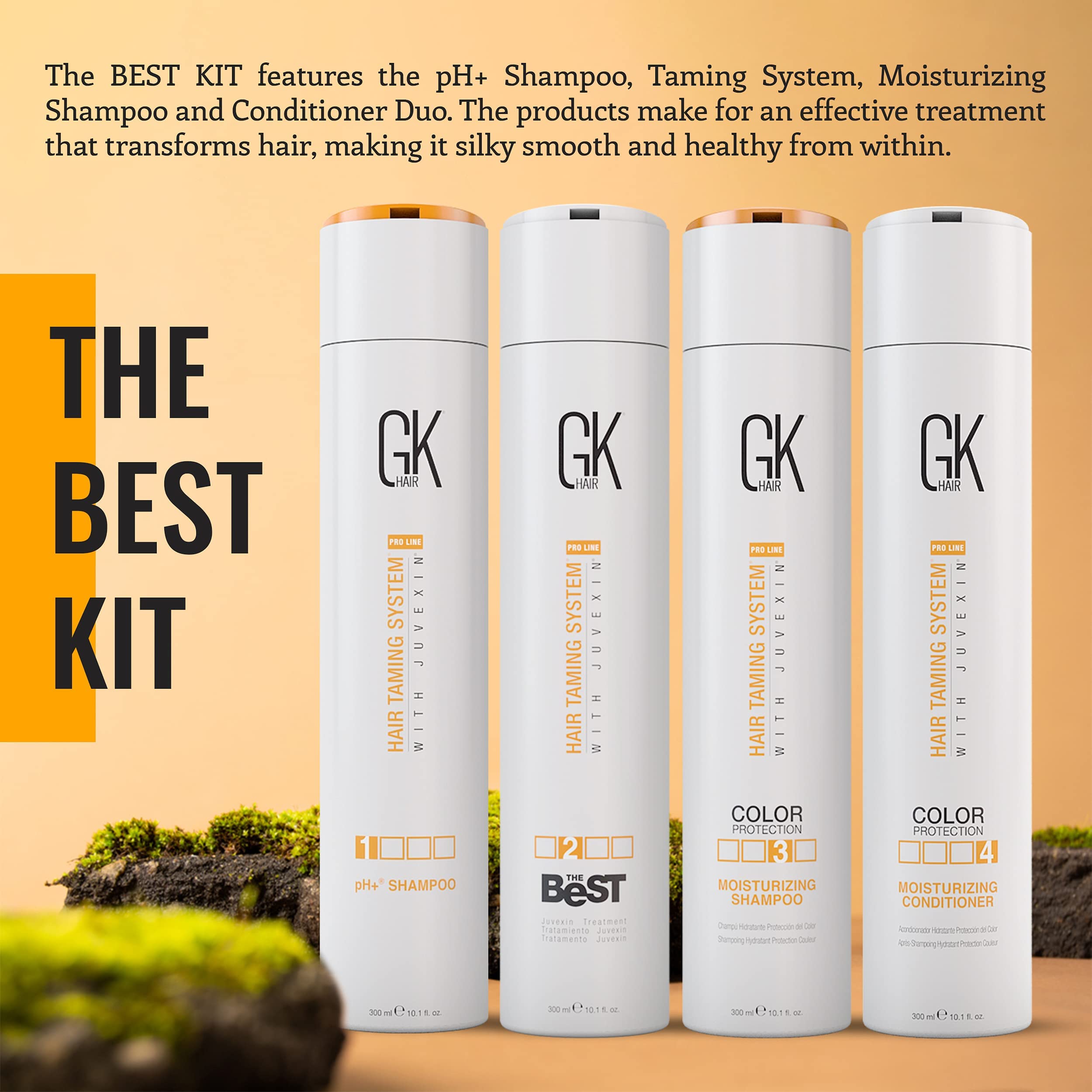 GK HAIR Global Keratin Professional Smoothing Treatment Kit (10.1 Fl Oz/300ml) - Brazilian Keratin Complex for Frizz-Free, Silky Straight Hair | Salon-Quality Blowout & Hair Straightening Solution for Smooth, Shiny Locks at Home