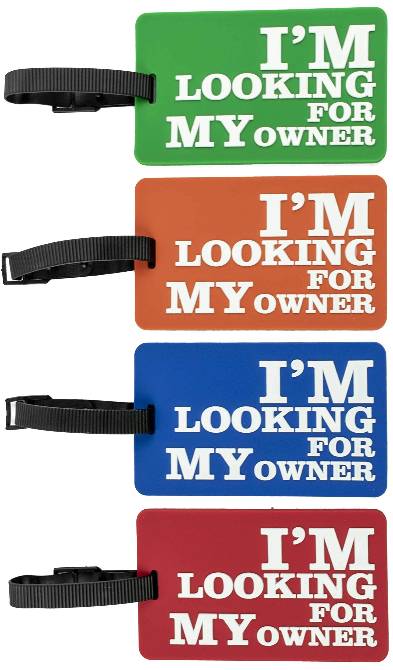 Funny Luggage Tags - 'I'm Looking For My Owner' Suitcase ID Tags (4-Pack) - Perfect for Travel, Airports & Lost Baggage Identification
