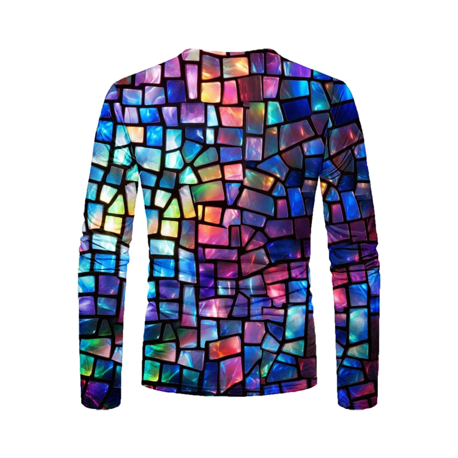 3D Printed Geometric Men's Long Sleeve T-Shirt - Fashion Graphic Tee for Streetwear & Fall Outfits | Casual Wear, Layering & Everyday Style